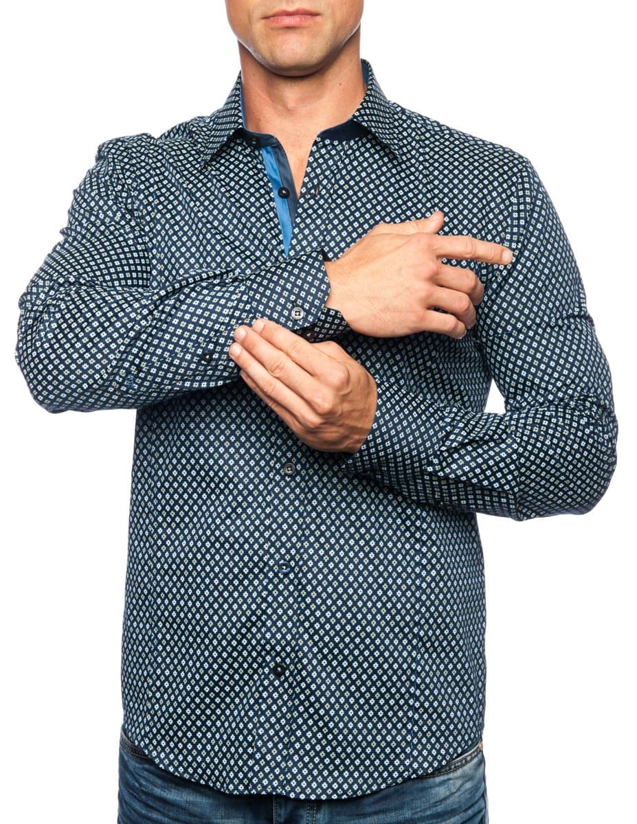 Michael & David Men's Casual Fashion Slim Fit Long Sleeve Dress Shirts MD449