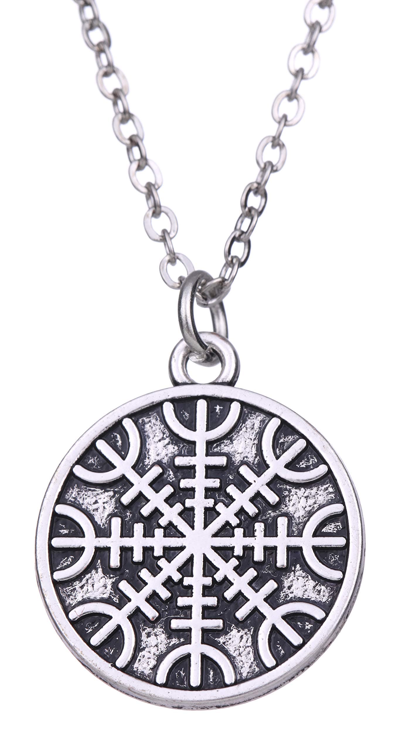 VASSAGO Vintage Talisman Norse Viking Invincible Symbol Aegishjalmur Helm of Awe Pendant Necklace