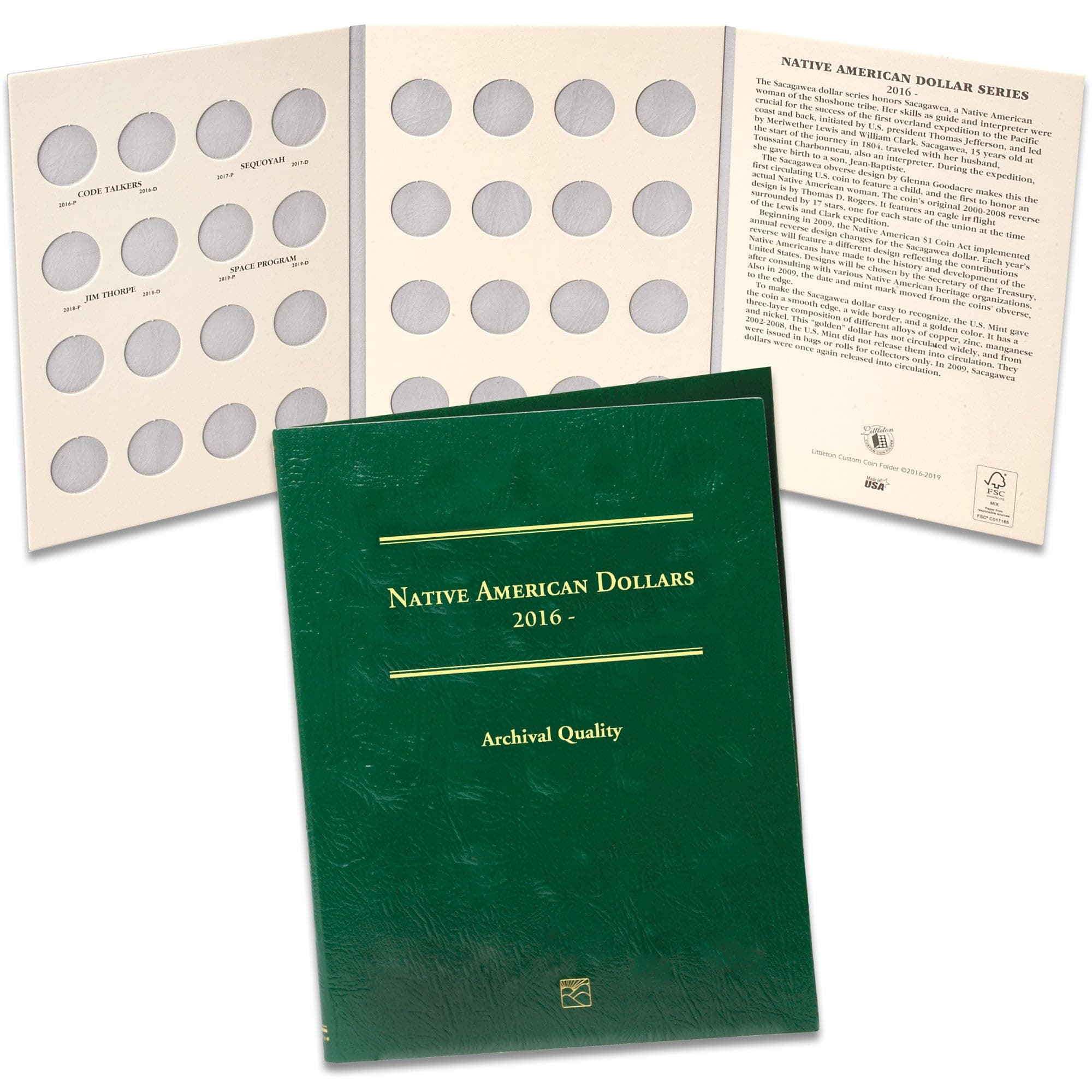 Littleton Coin Company 2016-Date Native American Dollar Folder Coin Storage