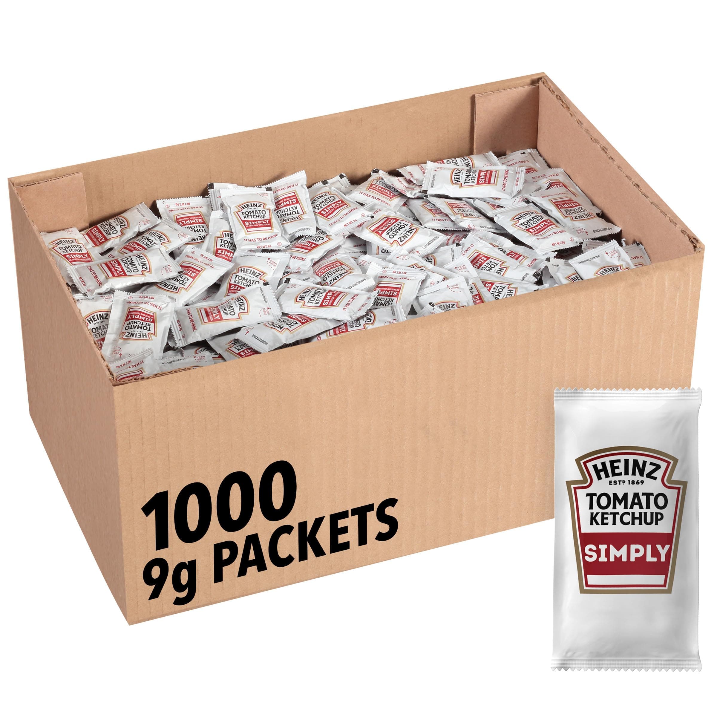 Simply Heinz Ketchup (0.31oz Packets, Pack of 1000)
