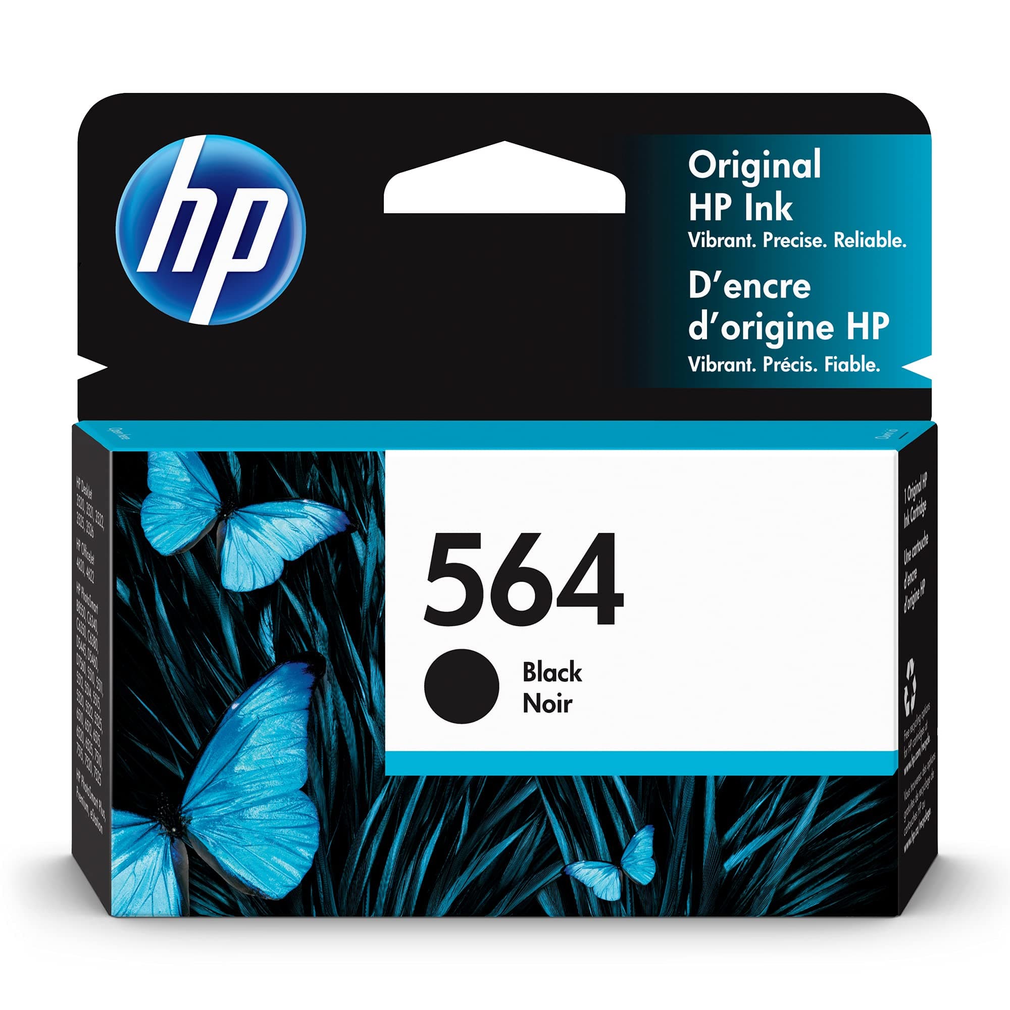 HP 564 Black Ink Cartridge | Works with DeskJet 3500; OfficeJet 4620; PhotoSmart B8550, C6300, D5400, D7560, 5510, 5520, 6510, 6520, 7510, 7520, Plus, Premium, eStation | CB316WN