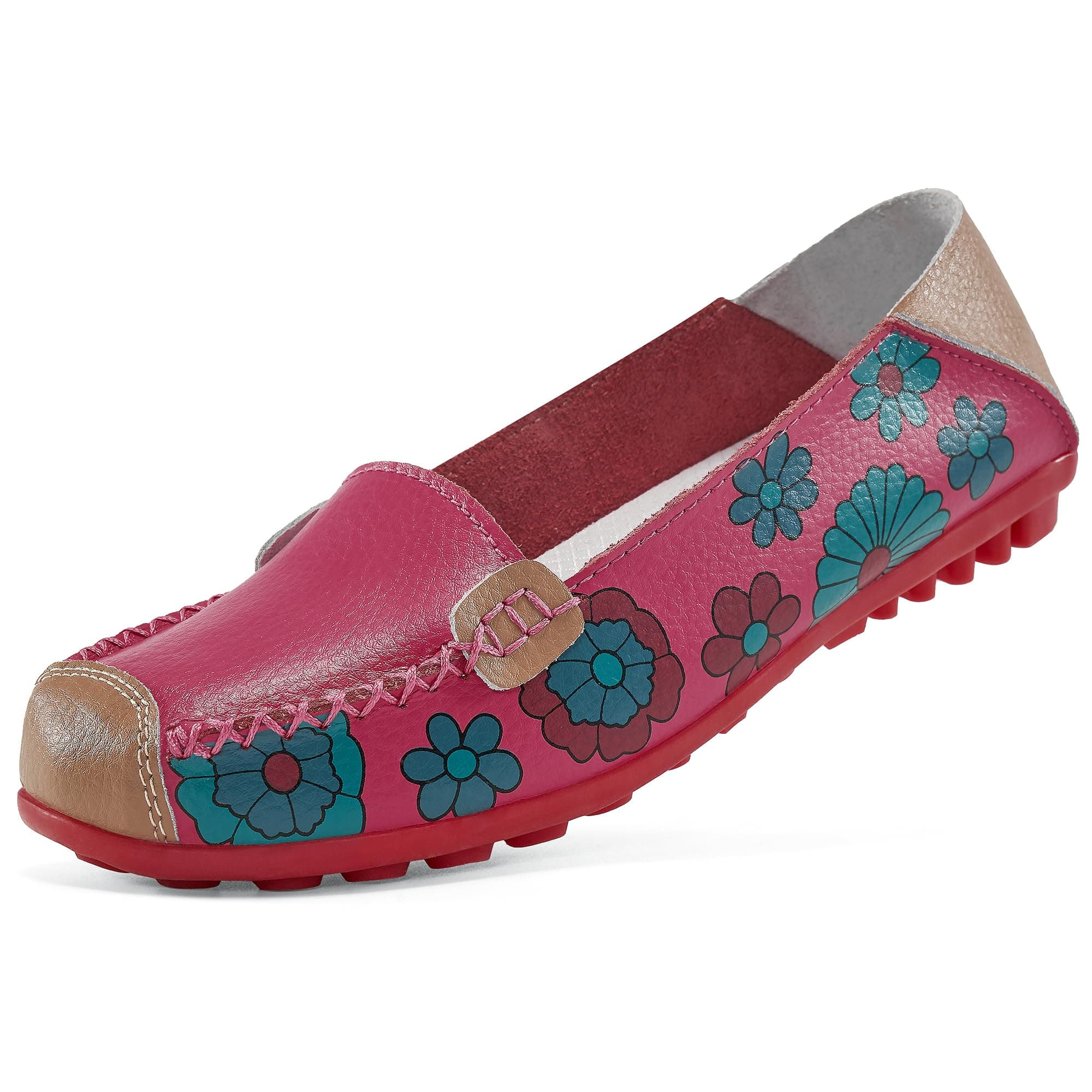 Ablanczoom Womens Loafers Flats Shoes: Women Comfortable Soft Floral Print Dress Loafer Casual Slip on Walking Driving Shoe