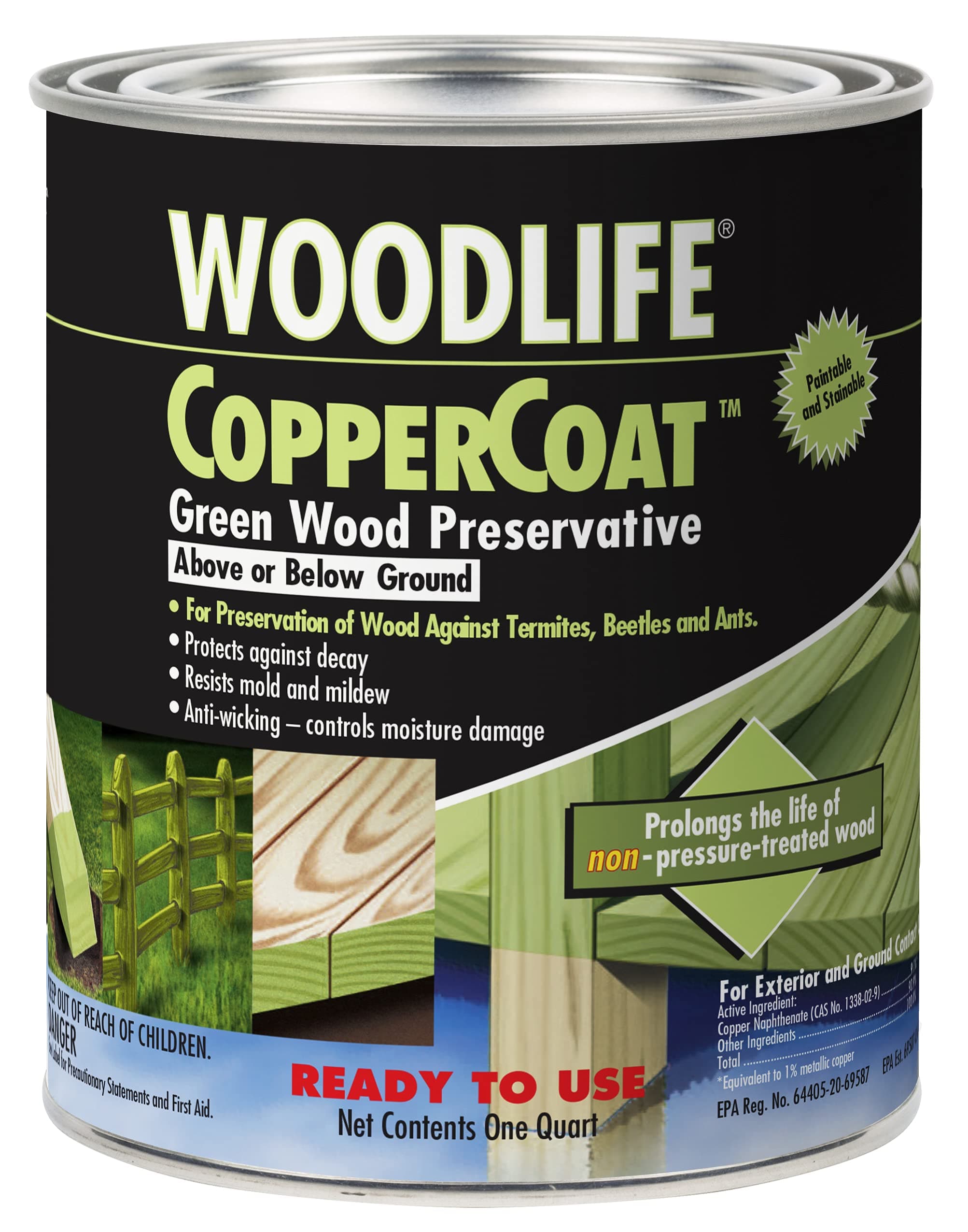 Wolman 1904A WOODLIFE CopperCoat Green Wood Preservative, Quart