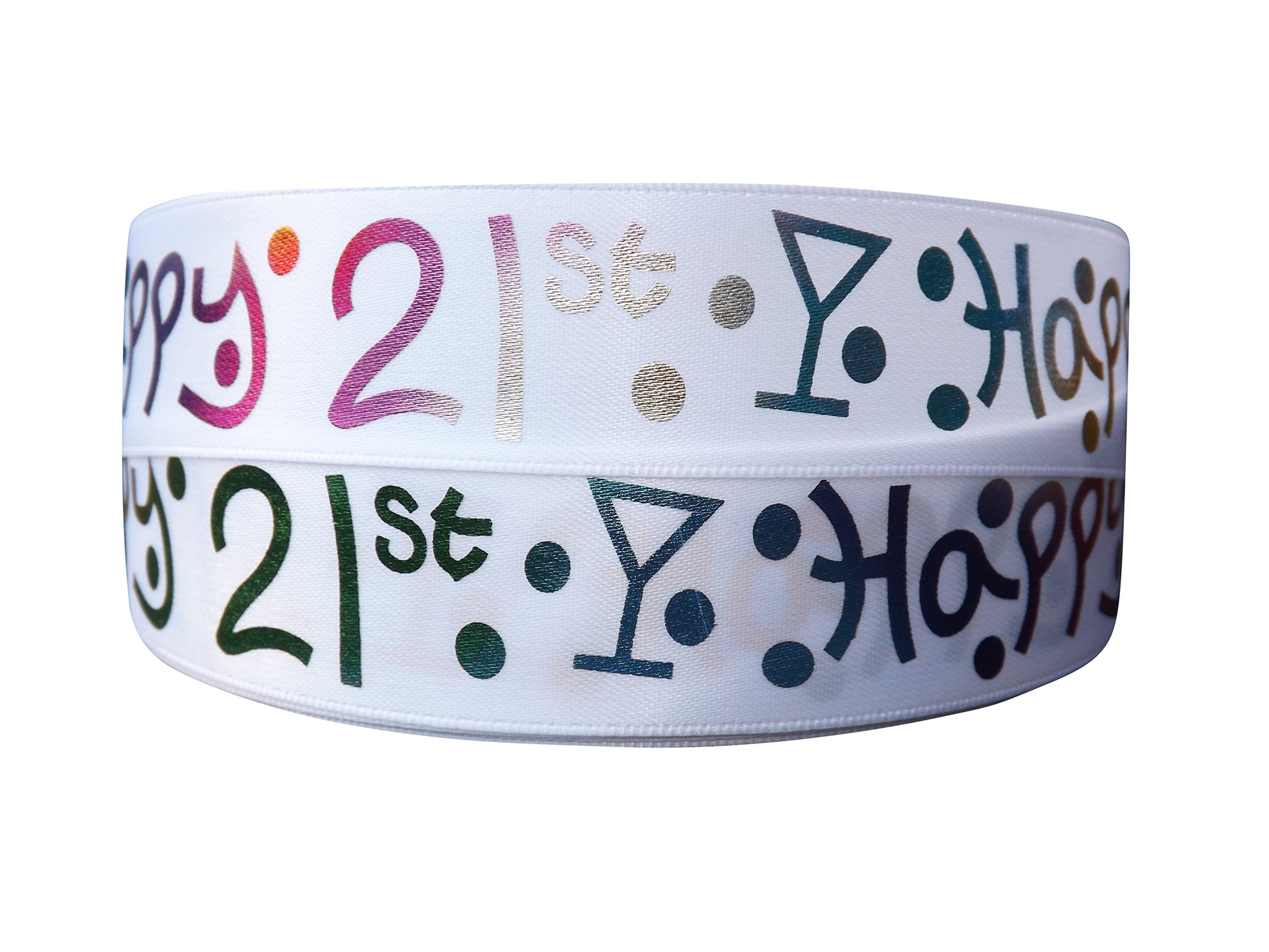 Luxury Double Faced Satin 2m x 25mm Happy 21st Birthday Ribbon for CAKE'S Birthday Cakes Gift WRAP Wrapping Ribbon Cards Birthday Decorations Craft