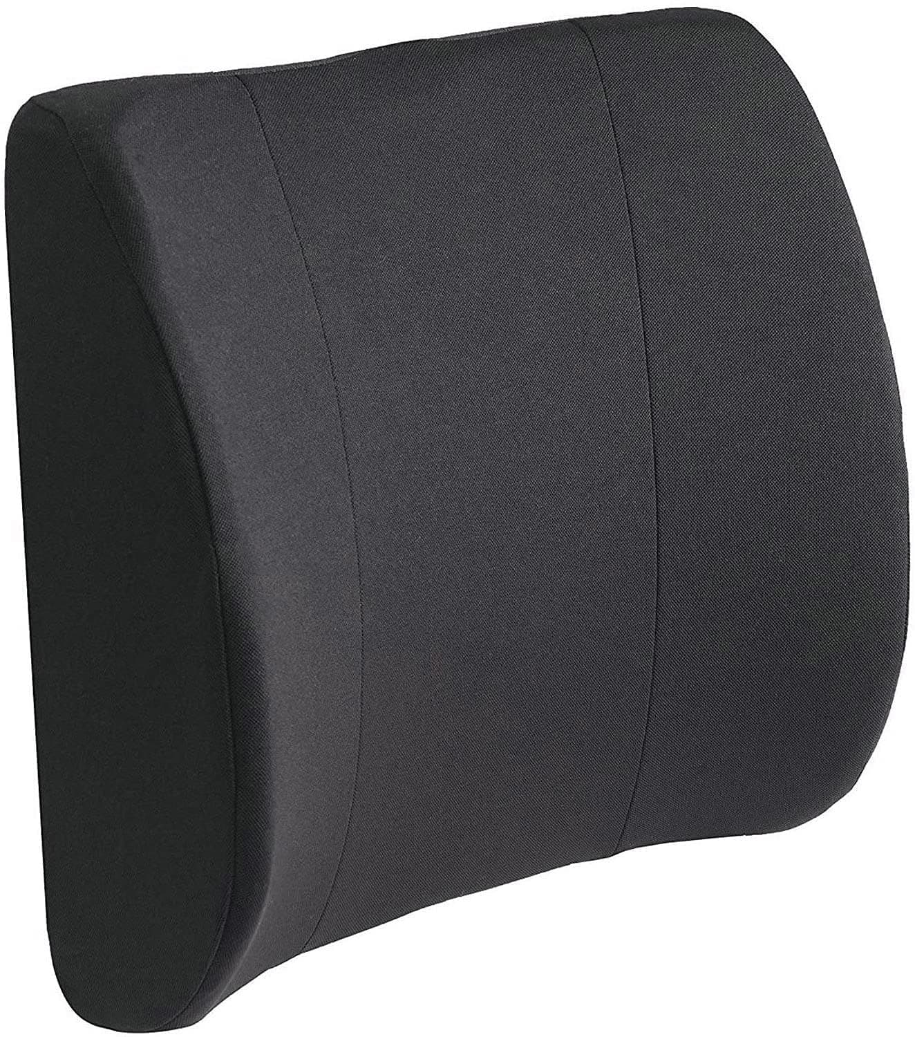 Duro-MedDMI Lumbar Pillow for Chair to Assist with Support with Removable Washable Cover to Ease Lower Back Pain and Discomfort while Improving Posture, 14 x 13 x 5, Contoured Foam, Premium, Black