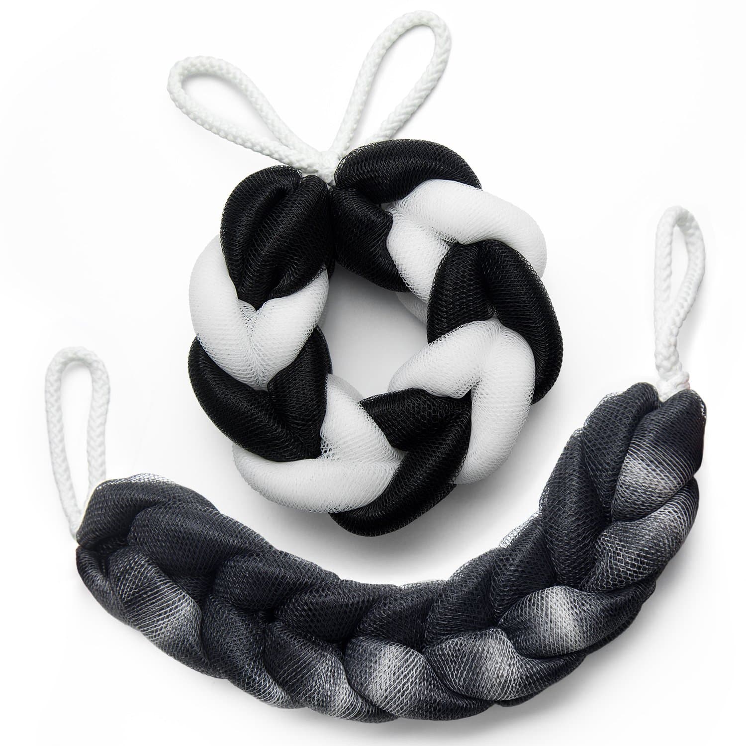 Bath Loofah Sponge Large Shower Pouf Body Scrubber Ball Mesh Pouf Bath Sponge 2 Pack