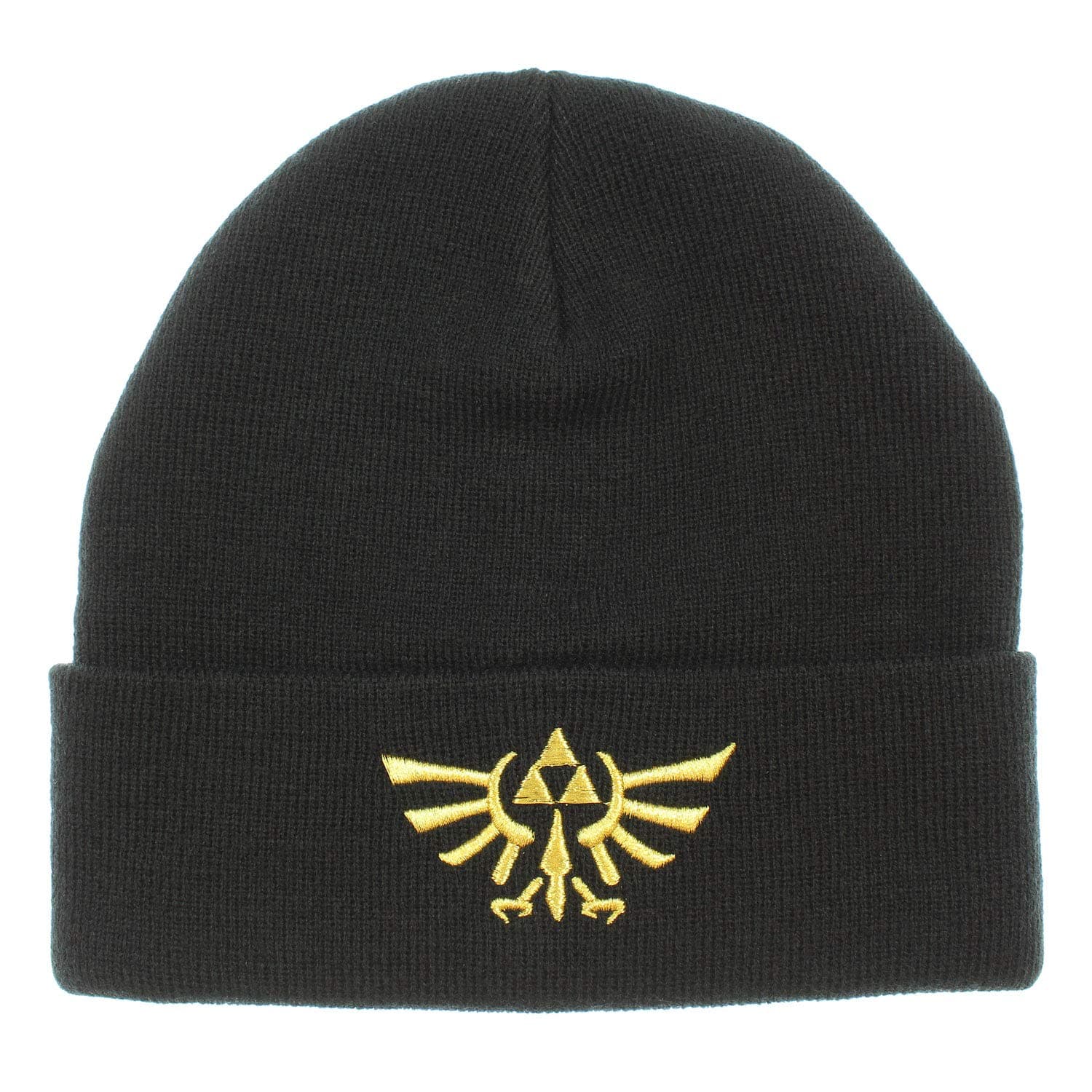 Bioworld Legend of Zelda Wingcrest Triforce Knit Cuff Beanie Hat Cap Men Women Black