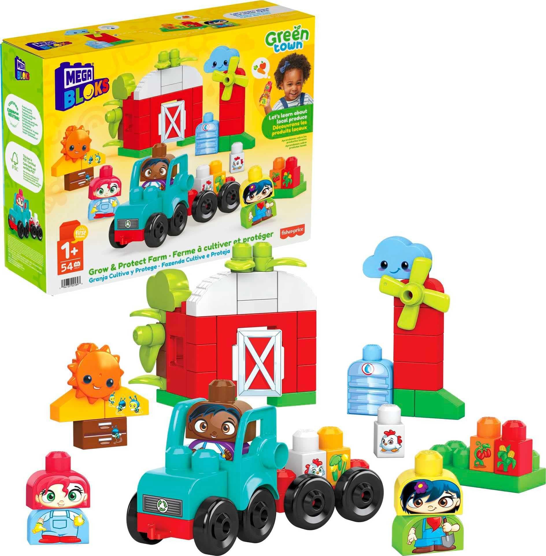 Mega Bloks HDL07 Green Town Bee and Fun Farm Tractor Set [Block Set] [Number of Pieces: 51 Pieces] [1 Year Old and Up]