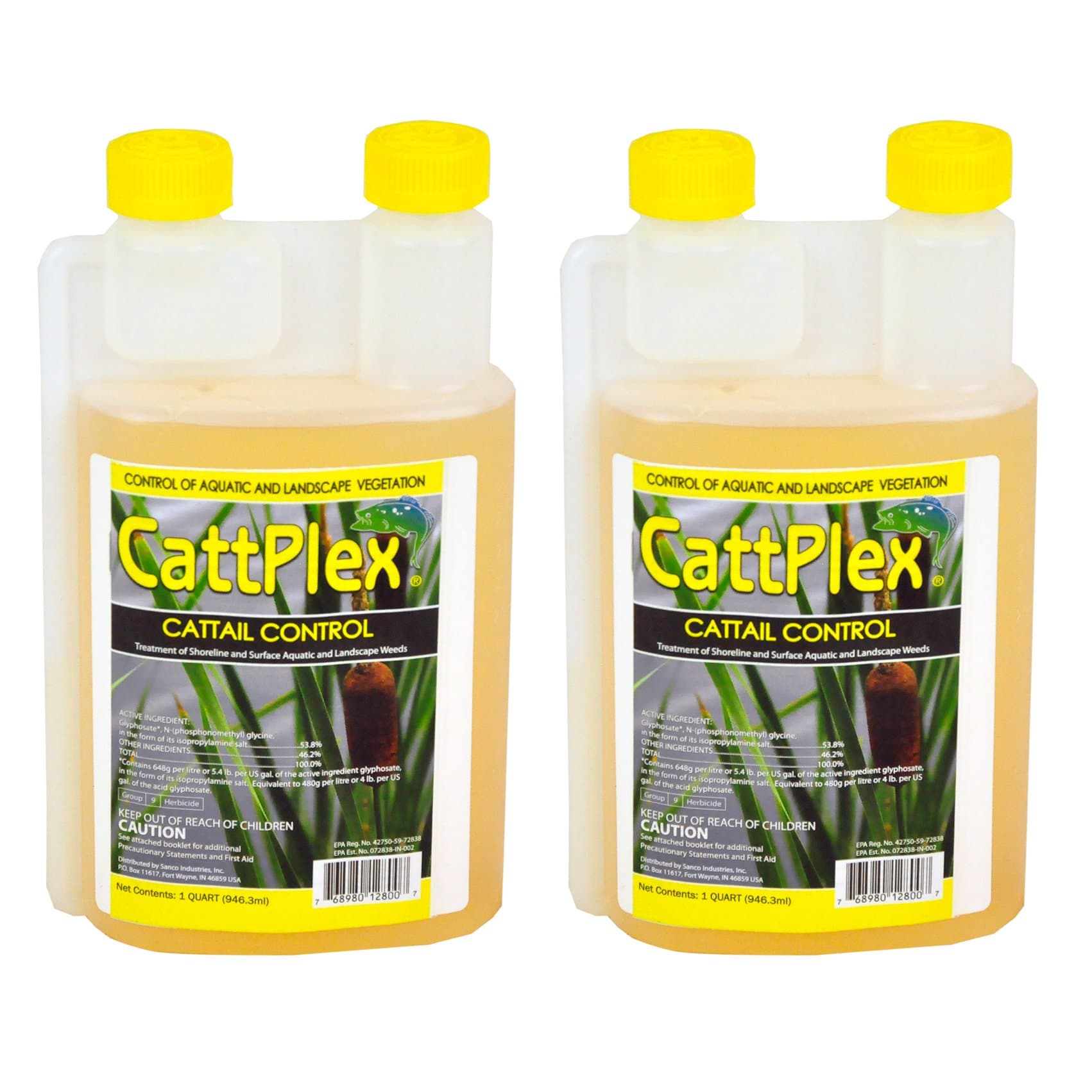 Sanco Catt Plex Glyphosate Aquatic Cattail 1 Quart Shoreline Herbicides, 2-Pack