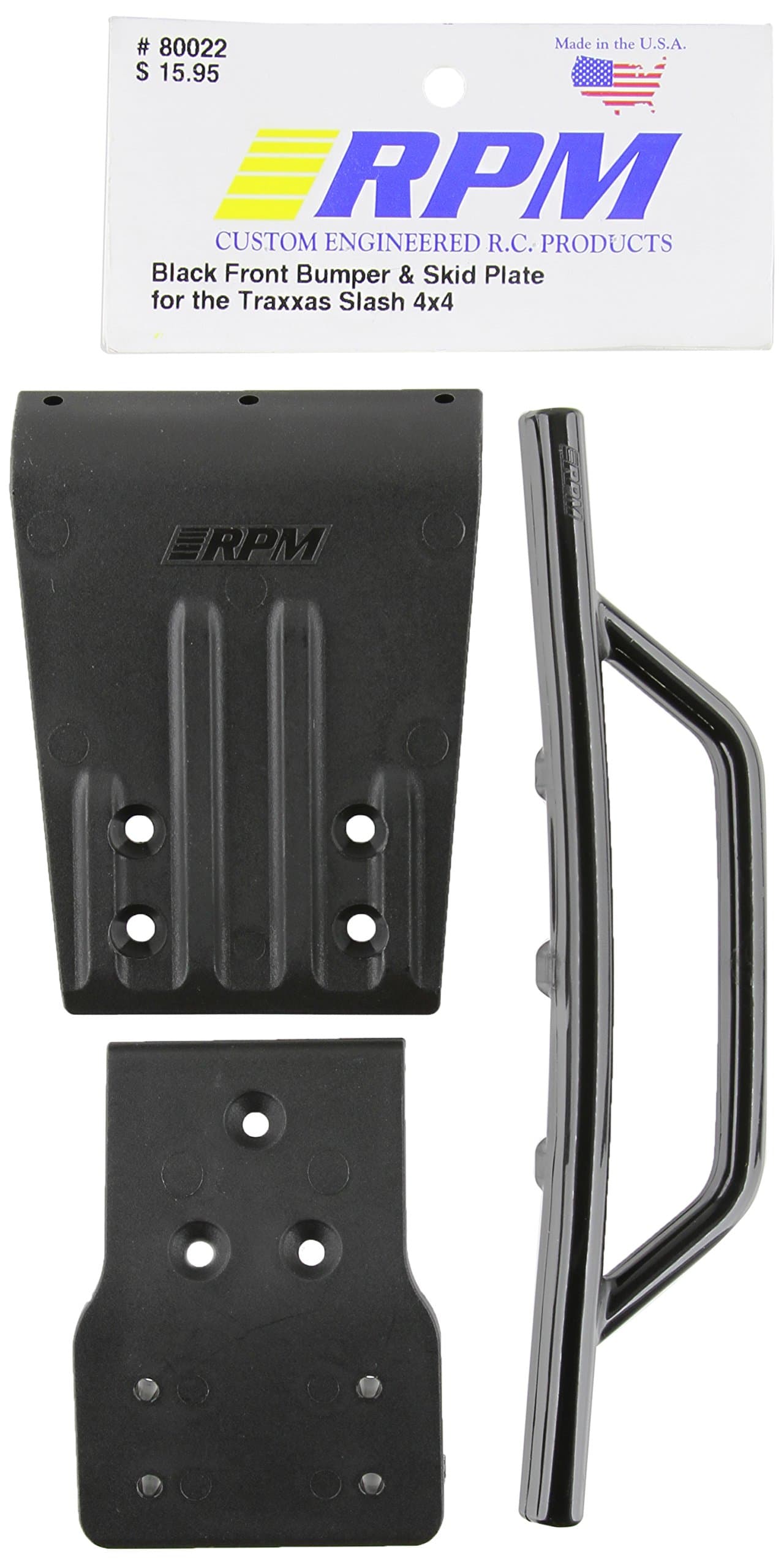 RPM 80022 Front Bumper and Skid Plate Black Slash 4x4 Black