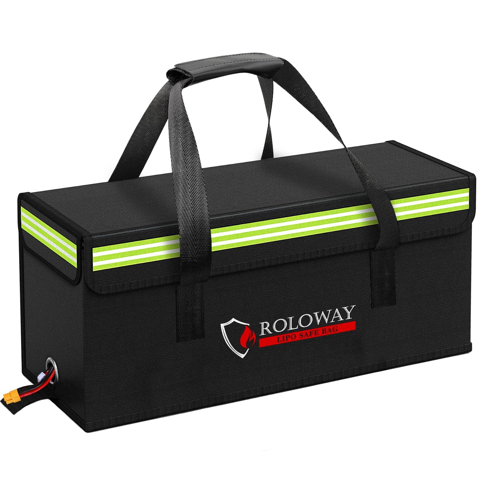 ROLOWAY Lipo Battery Bag Fireproof Bag, Lipo Bag Fireproof Battery Bag, Lipo Safe Bag with Comfortable Handle, Lipo Charging Bag, Black, 20 x 5 x 7.5 inches, 20" x 5" x 7.5"