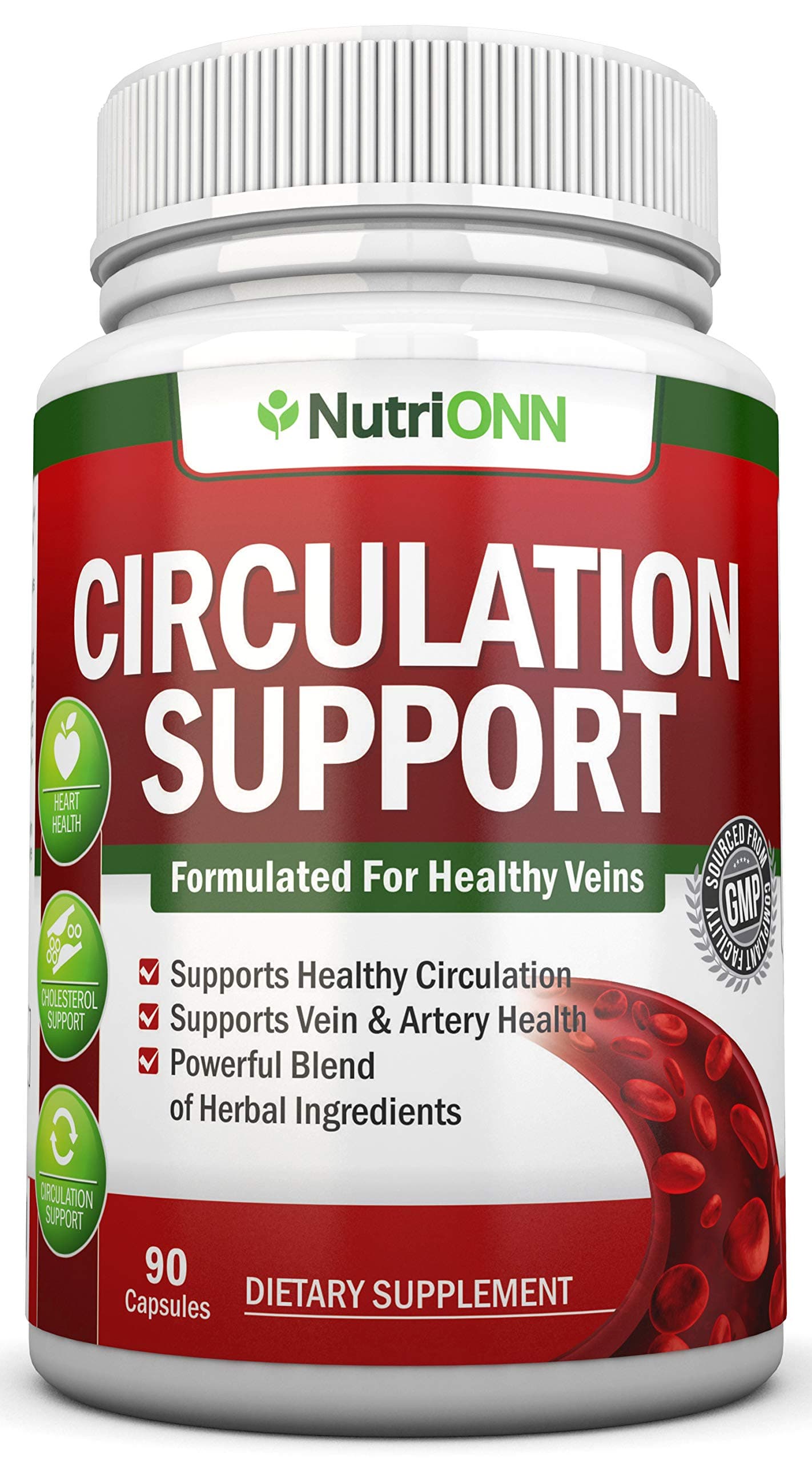 Blood Circulation Support - All Herbal Supplement For Healthy Blood Flow, Arteries & Veins - Promotes Leg Comfort - With Hawthorn, Niacin, L-Arginine, Butcher’s Broom, Cayenne Pepper, Horse Chestnut