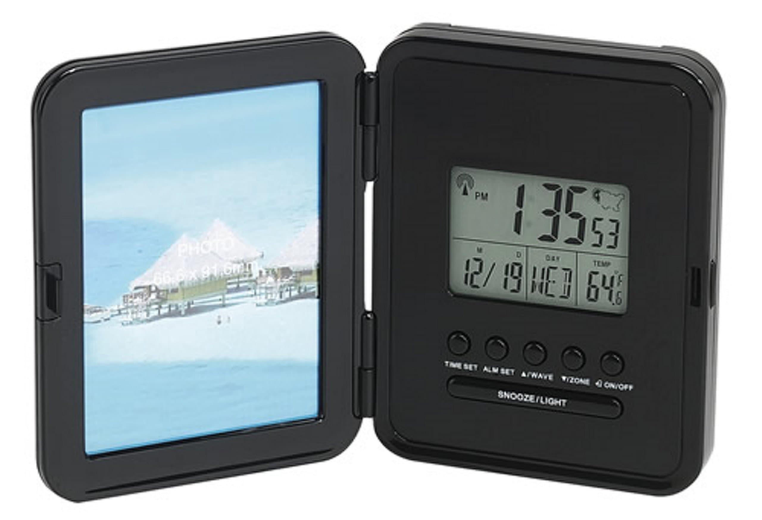 Atomic Desk Clock With Photo Frame Computers, Electronics, Office Supplies, Computing