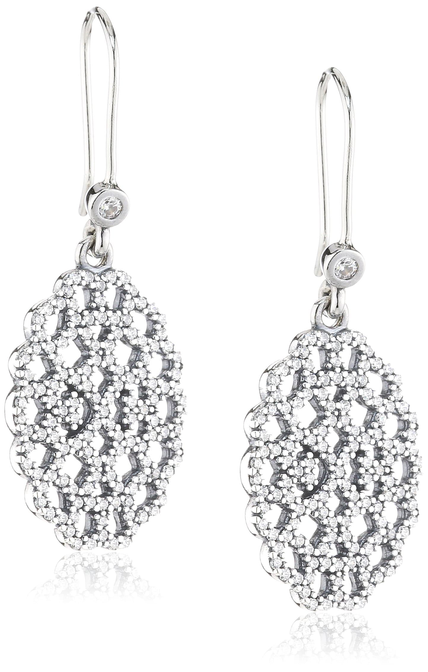 Pandora Shimmering Lace Silver Cz Earrings