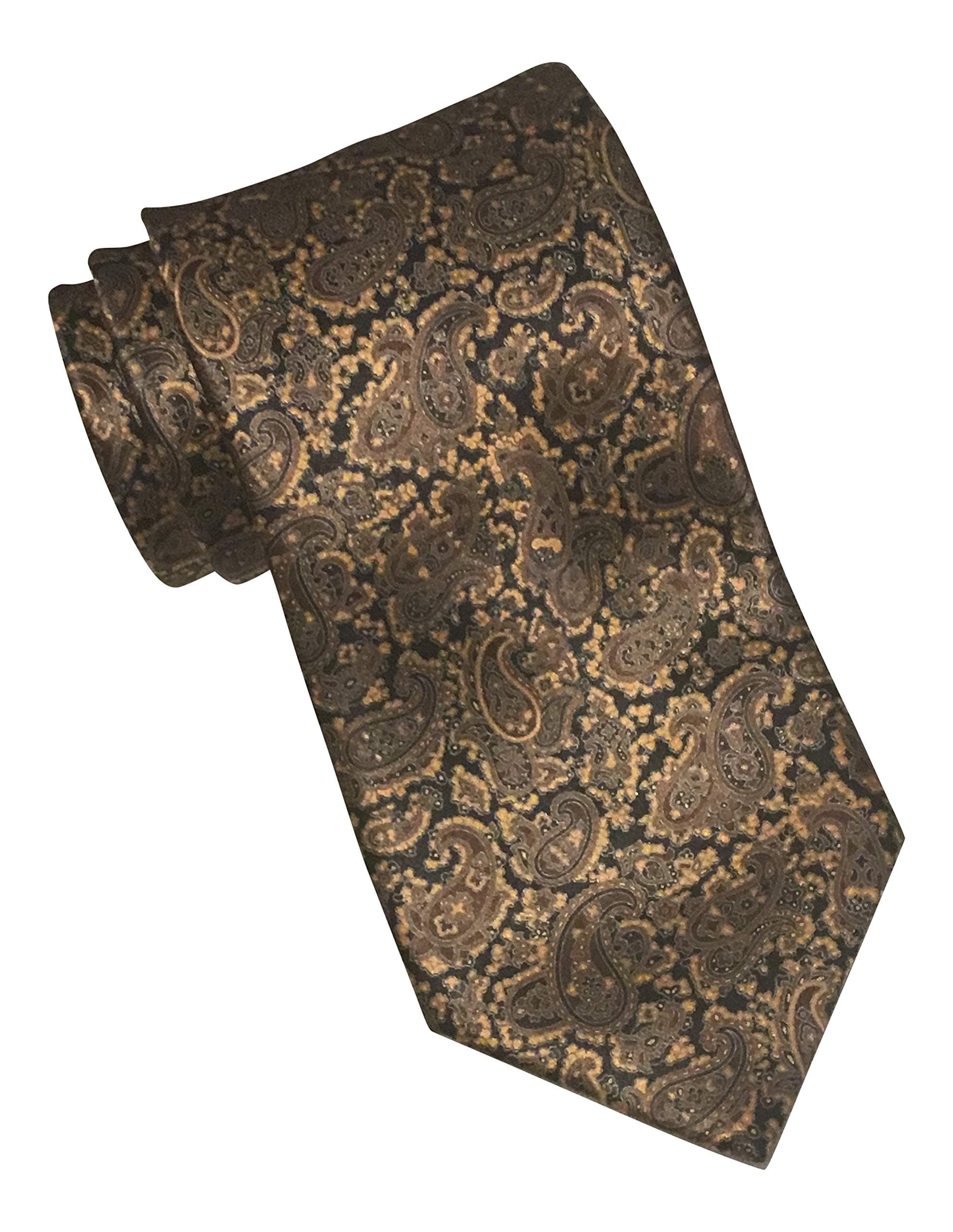 Stefano Ricci Satin Bronze Paisley Print Tie