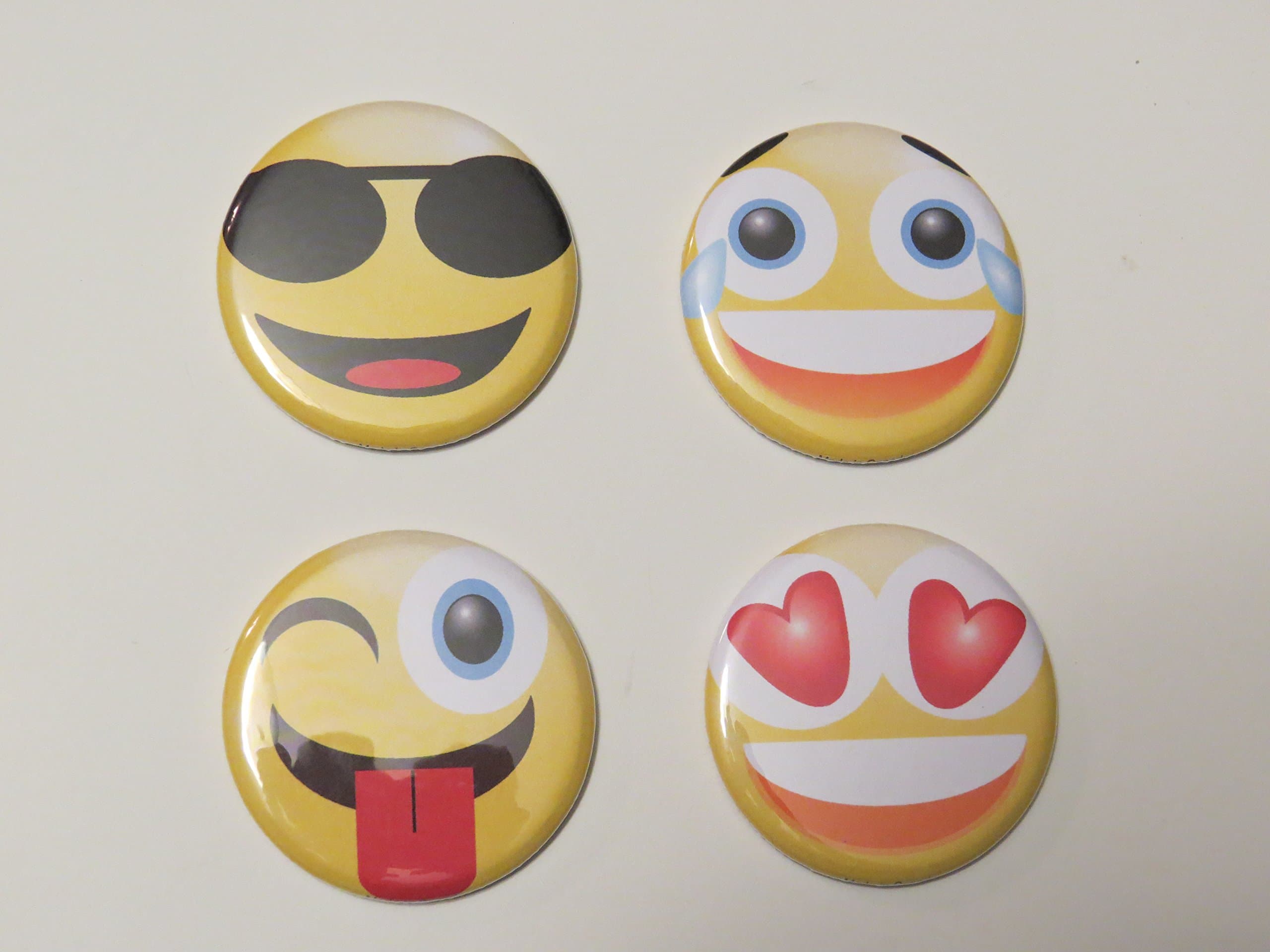 Emoji Magnets, Scream, Fan Girl ..Funny Set of 6 Different Emojis Faces, 2.25 inch, Super Cute Round Magnets for Home, Office, Fridge, Lockers, or Party Favors, Made in USA