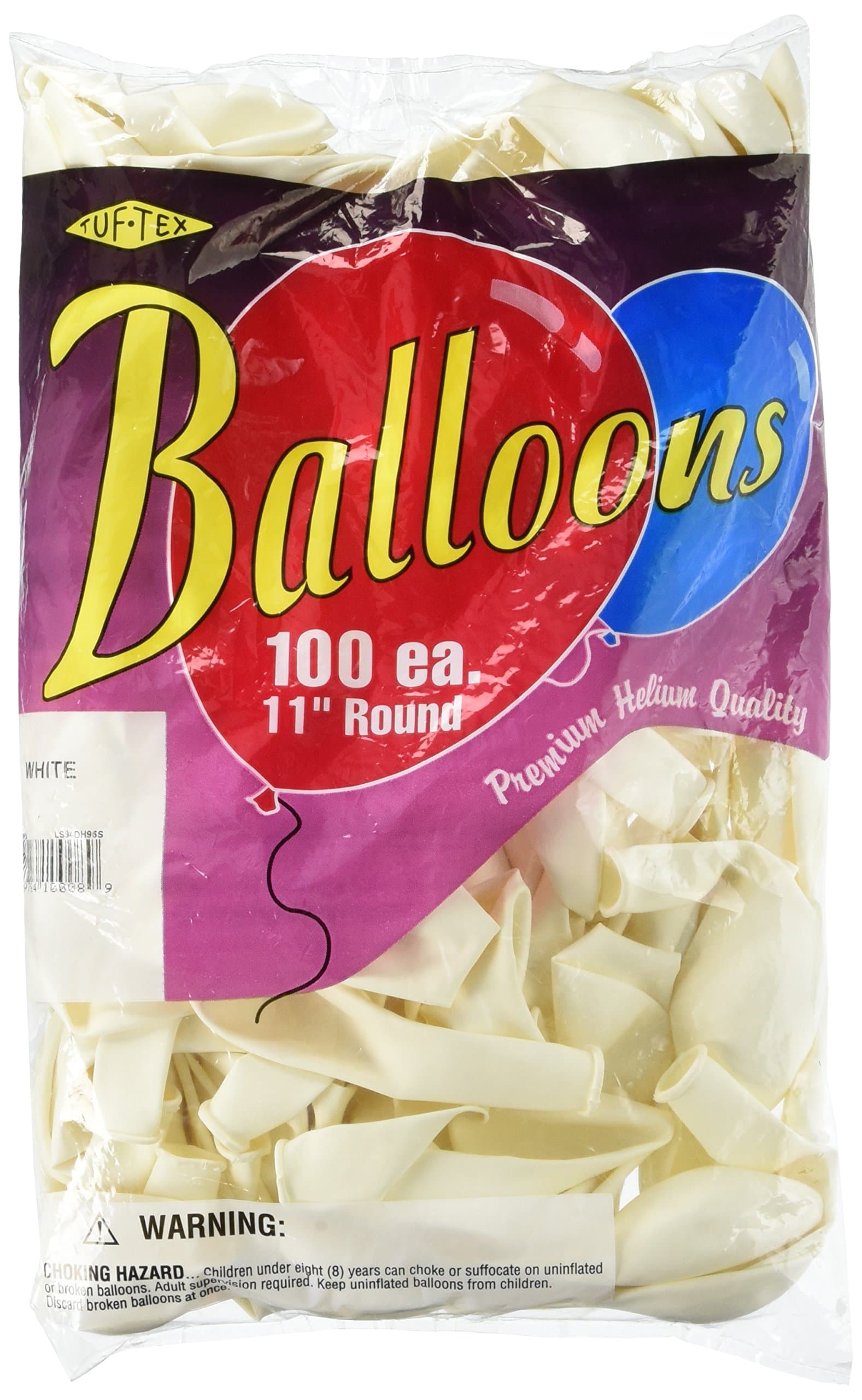 100 Count Tuftex Latex Balloons, 11", White