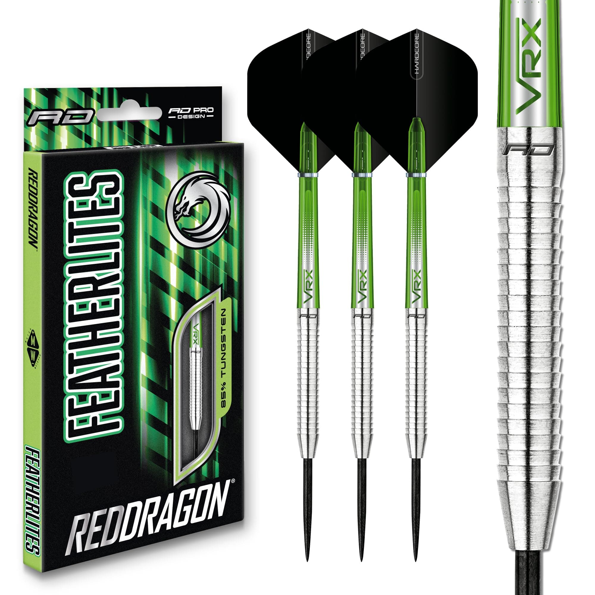 RED DRAGON Featherlite 10g, 12g, 14g, 15g, 16g, 17g, 18g or 19g Tungsten Darts Set with Flights and Stems