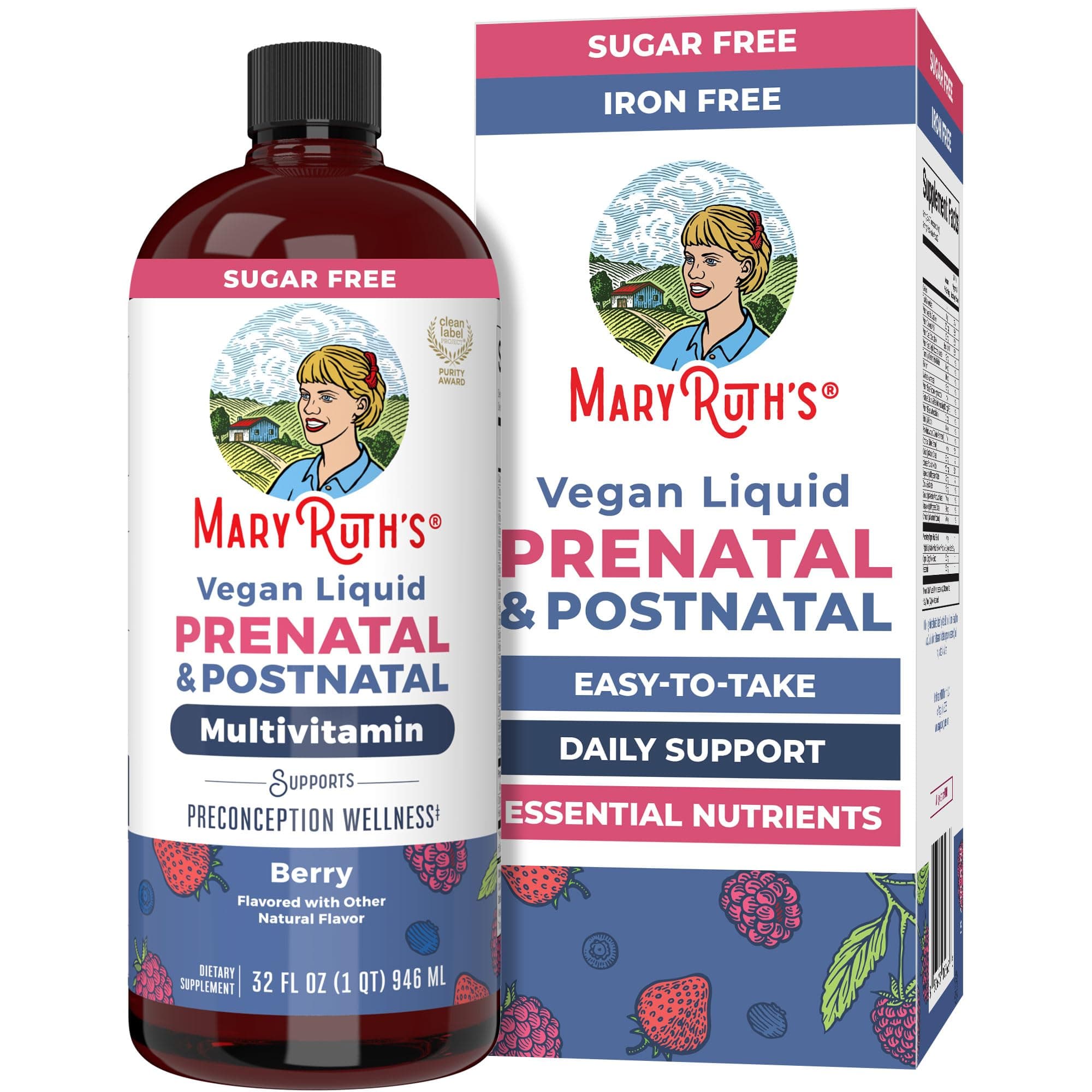 Prenatal & Postnatal Multivitamin for Women | Sugar Free | Formulated for Pre-Conception, Pregnancy & Nursing | Vegan | Non-GMO | Gluten Free | 32oz