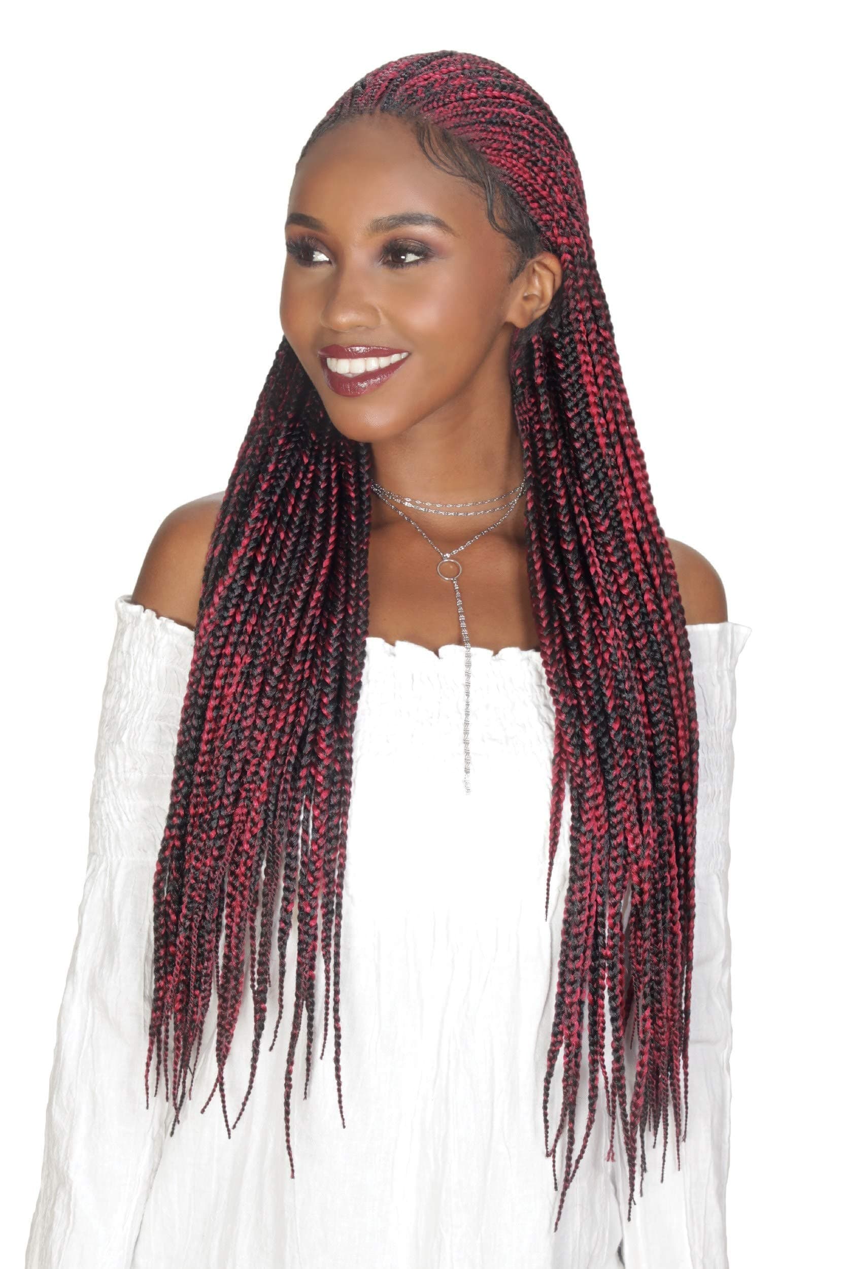 Zury Sis Synthetic Diva Braid Lace Front Wig - FULANI BOX 30" (1B Off Black)