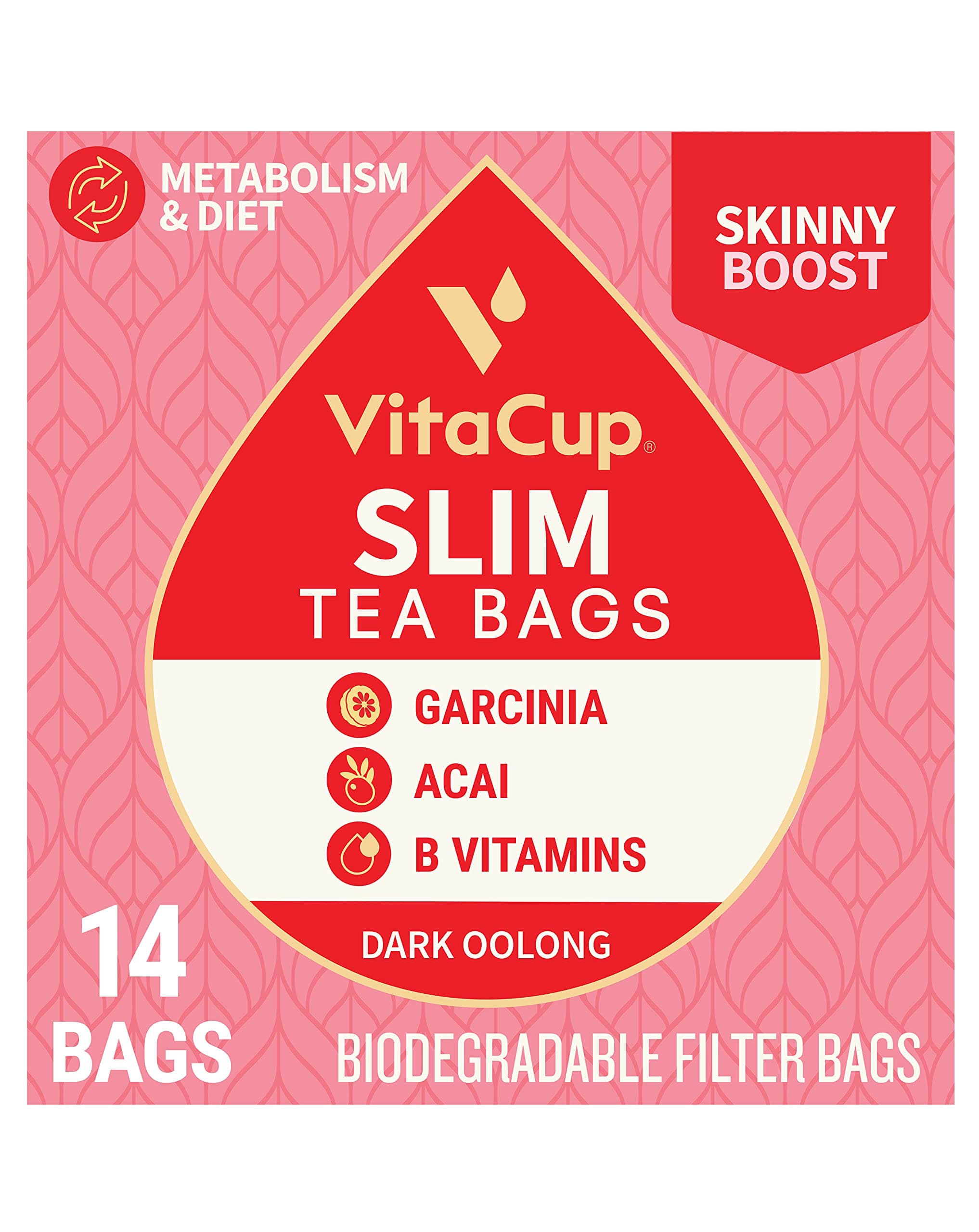 VitaCup Slim Tea Bags, Oolong Tea, in a Single Serve Tea Sachet Bag, 14 CT