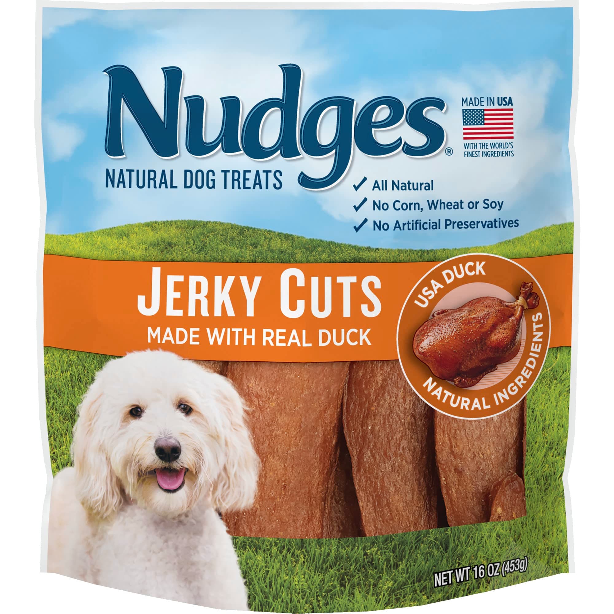 Blue Buffalo Nudges Jerky Cuts Natural Dog Treats, Chicken and Duck, 16oz Bag