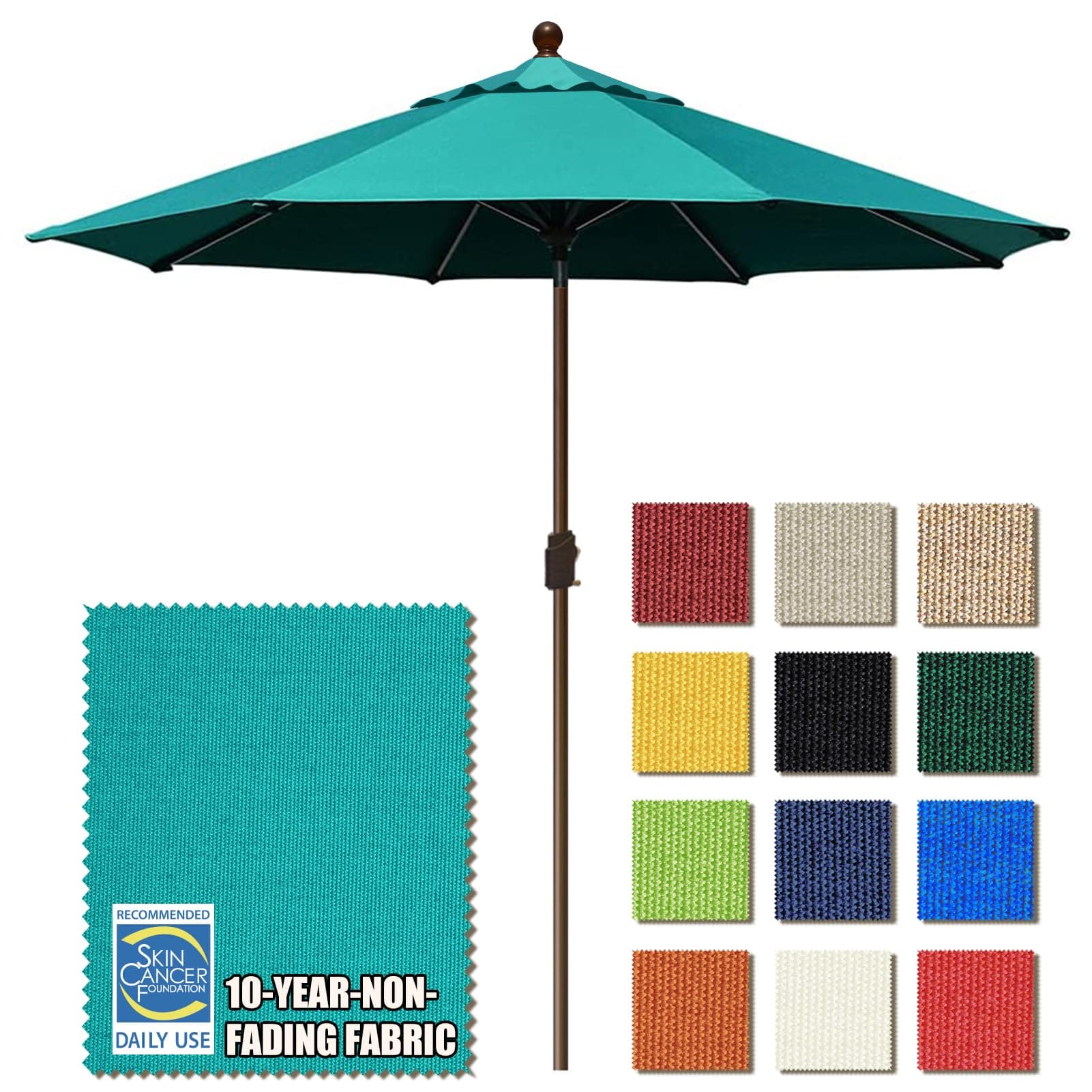 EliteShadeSunbrella 11ft Market Umbrella Patio Outdoor Table Umbrella with Ventilation (Sunbrella Turquoise)