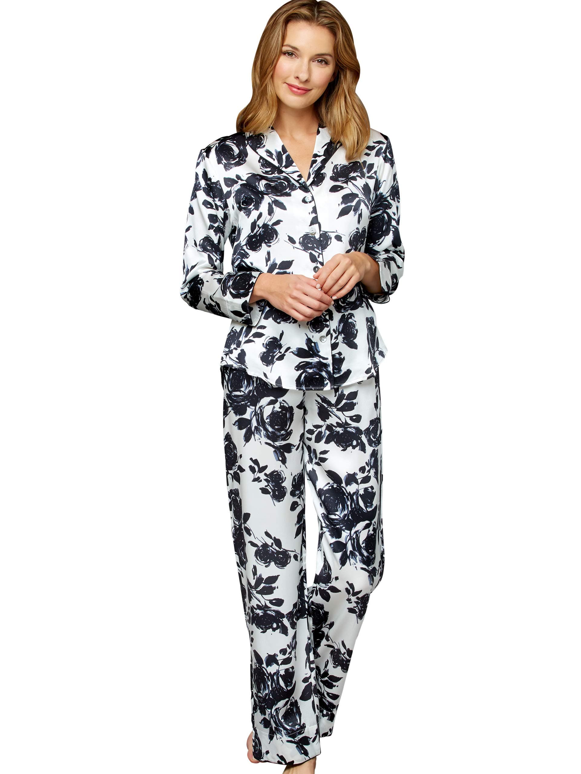 Julianna Rae Women's 100% Mulberry Silk Pajama Set, Relaxed Fit PJs, Natalya Collection