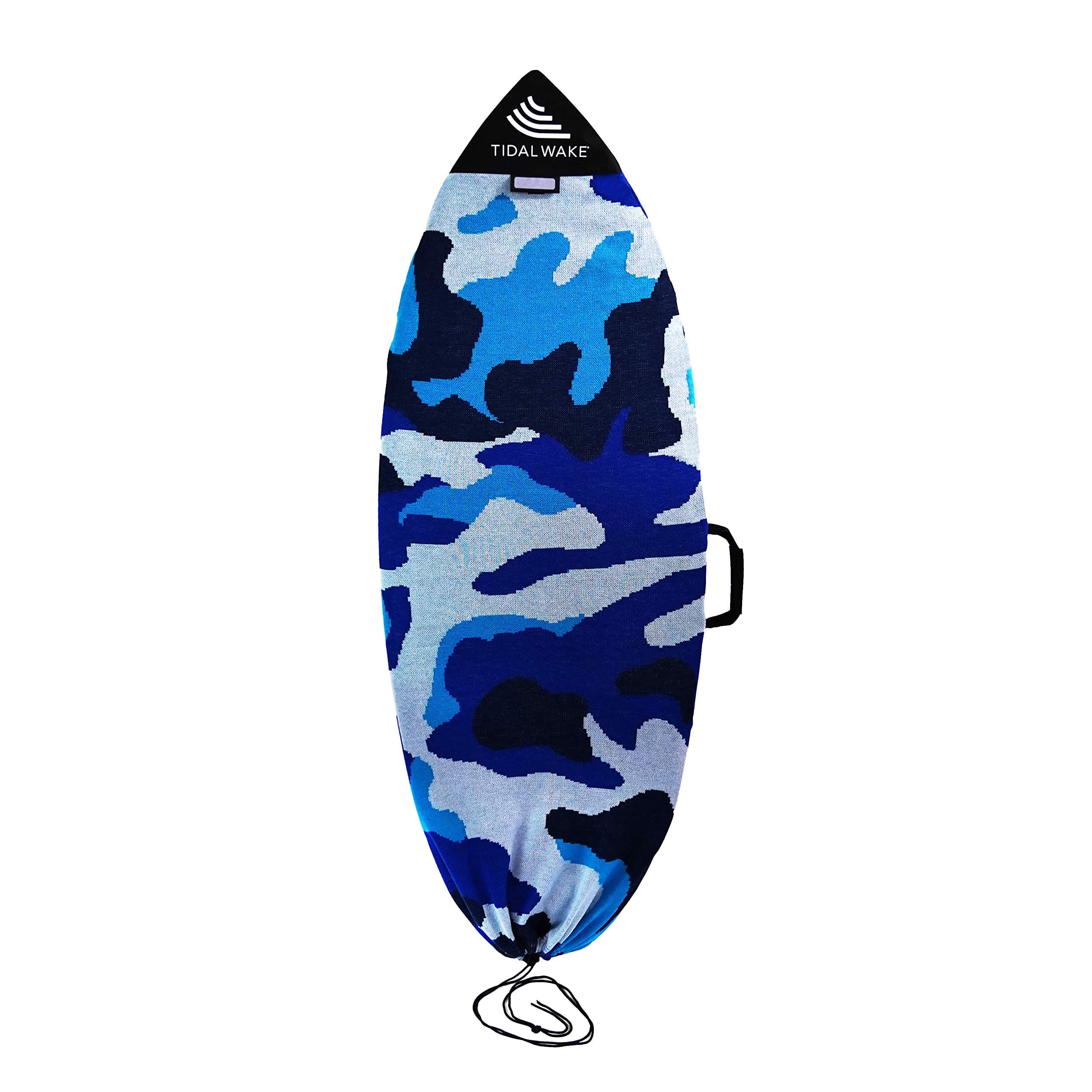 Tidal Wake TAG-IT Pointed Nose Surf & Wake Board Sock Bag with Built-in Carrying Handle & Name TAG, Personalize - Small 52-53", Tag Your Bag (Blue Camouflage Design)