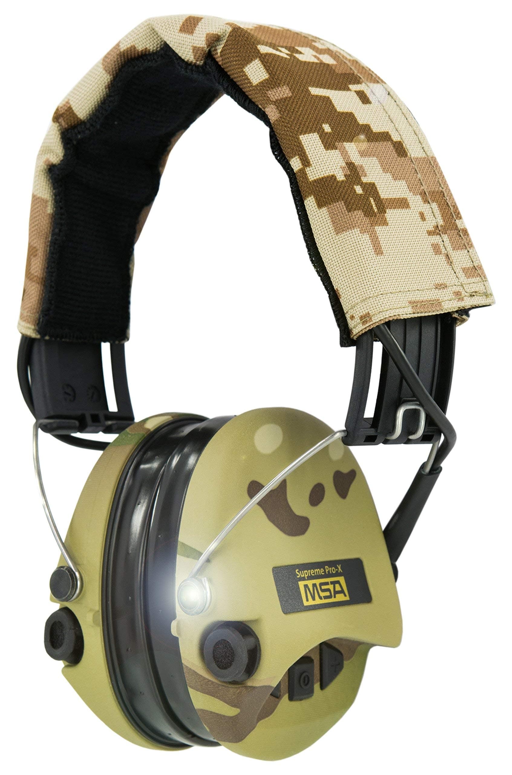 Supreme PRO X LED with ACE Headband | Active Earmuff with Amplification | Electronic Hearing Protection, SNR:25dB | Desert Digital