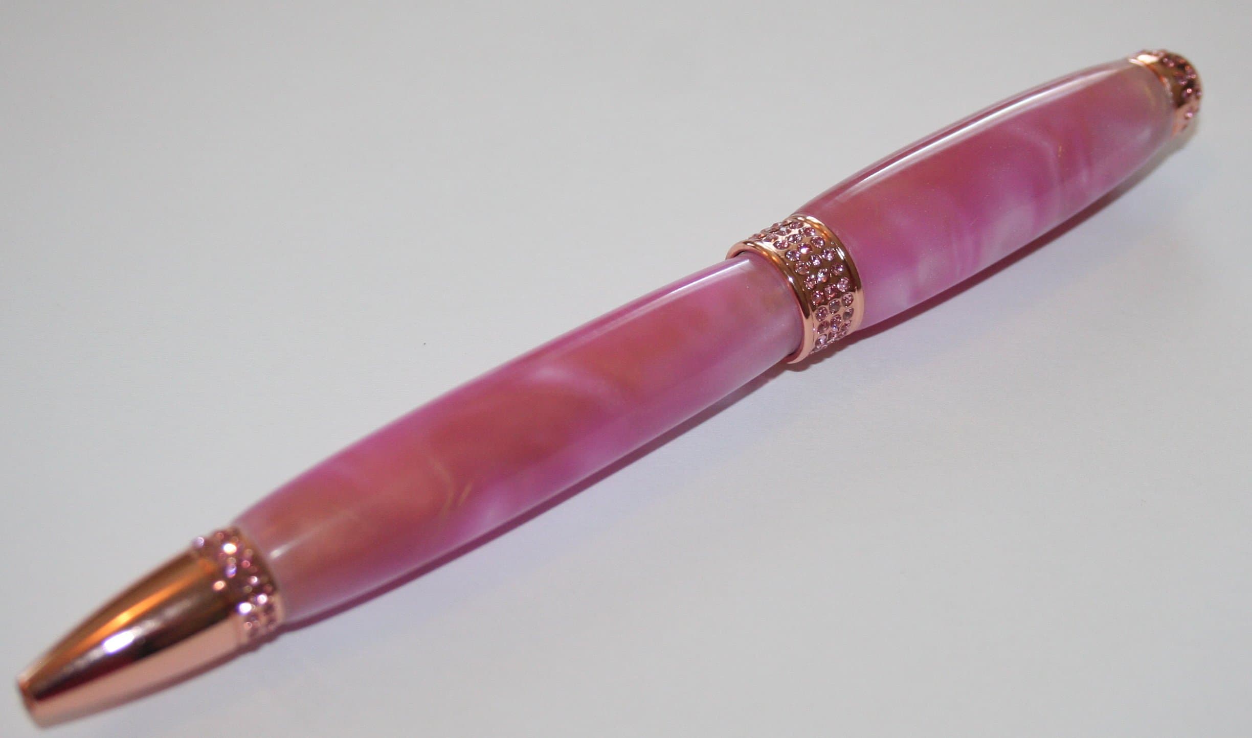 Hand-Crafted Pink"Bling" Twist Pen Featuring Rose Gold Hardware