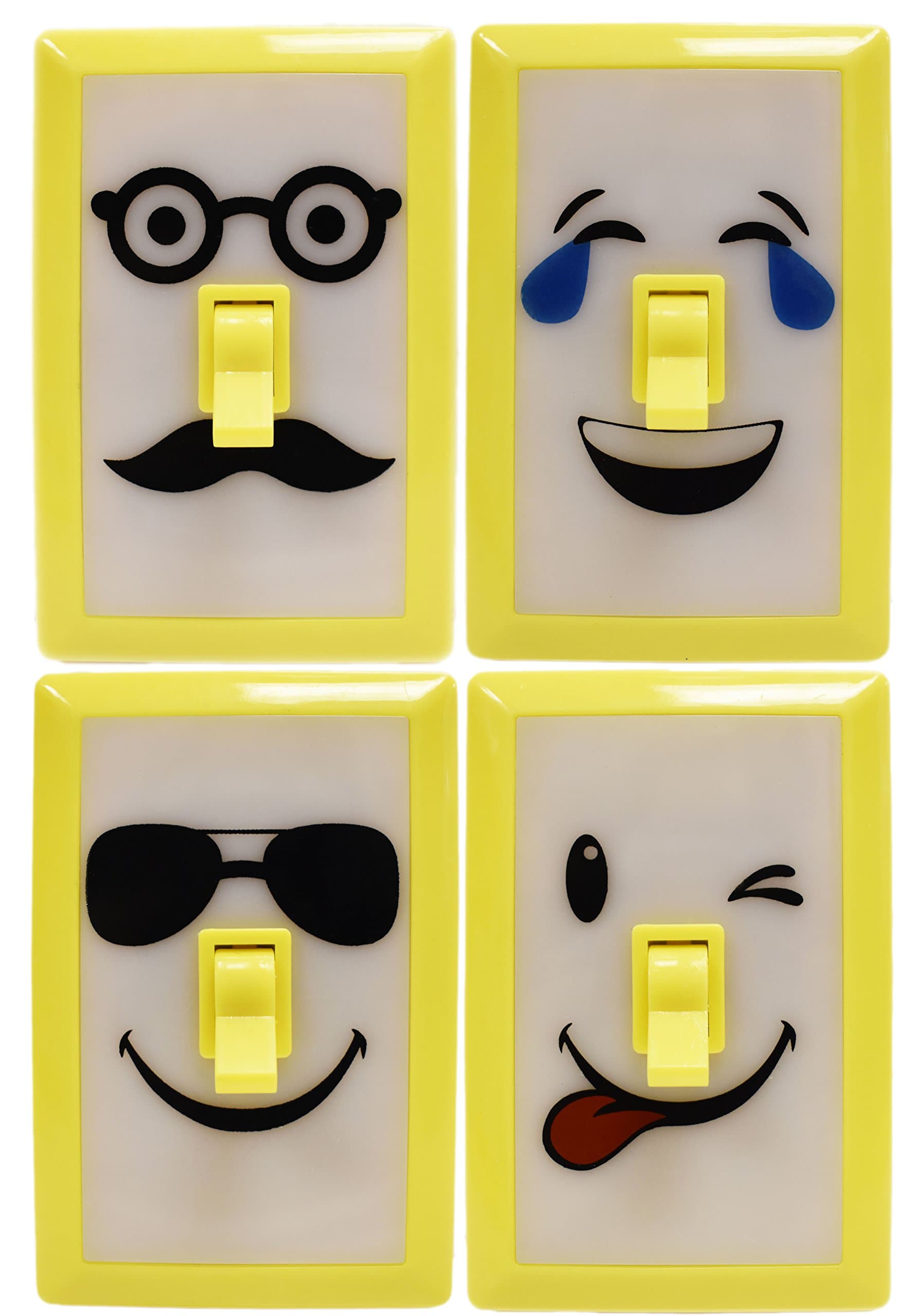 Black Duck Brand 4 Pack of Assorted Emoji 6 LED Night Lights with Switch - Ultra Bright - LED Technology - Super Bright LED Lights - Project Light - Night Light