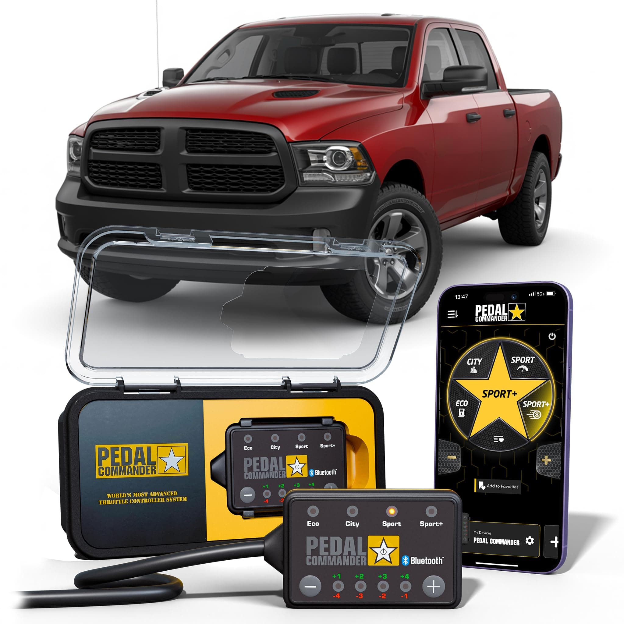 PEDAL COMMANDER for Ram Truck 2007-2018 Throttle Response Controller Dodge Gas & Diesel (Not Compatible w/ 2011-2014 HO) - Plug-and-Play Throttle Controller, App Control, Ram Accessories
