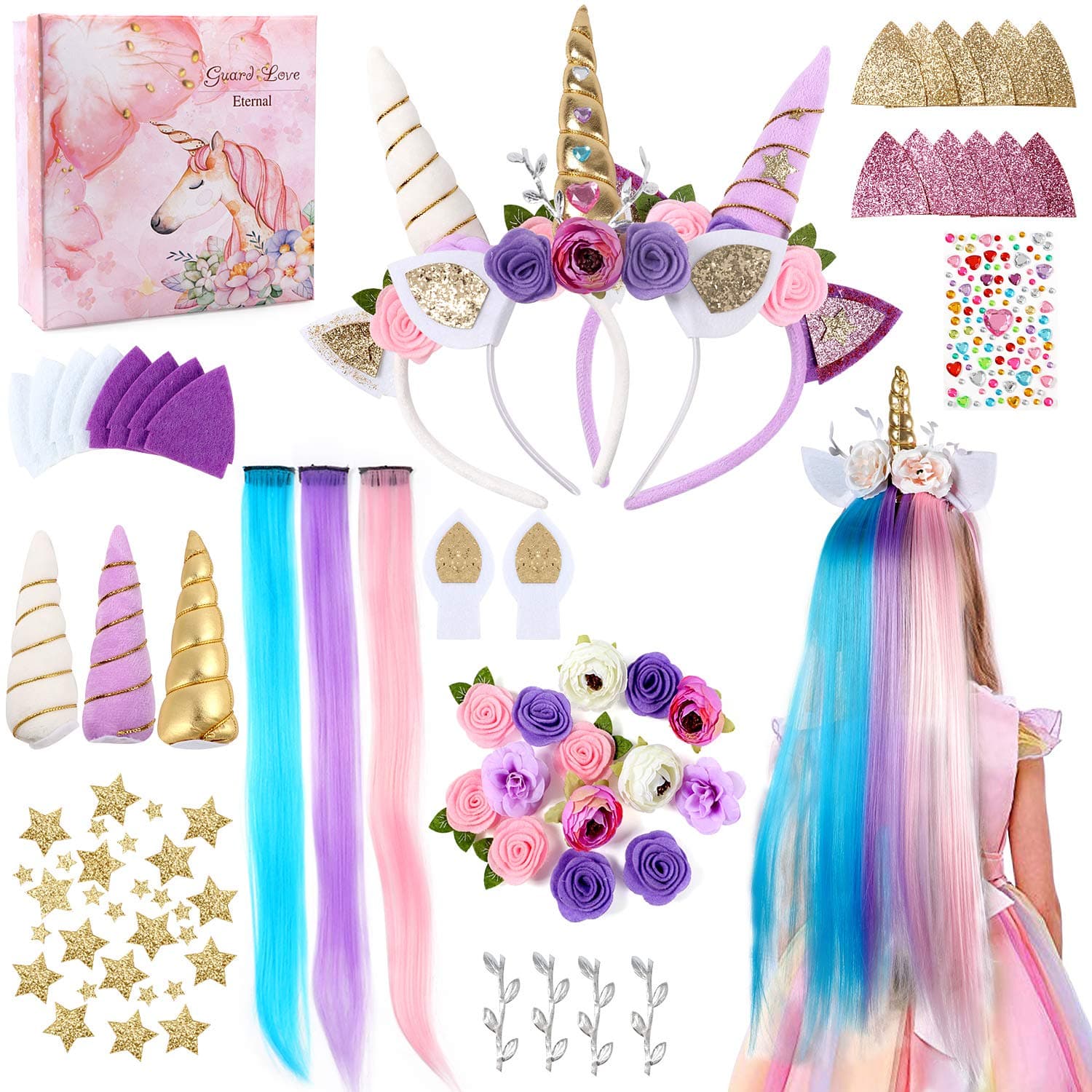 Tacobear Unicorn Headband Craft Kit for Girls DIY Unicorn Headband Unicorn Wig Make you Own Arts and Crafts Set Creative Unicorn Gift for Kids Girls