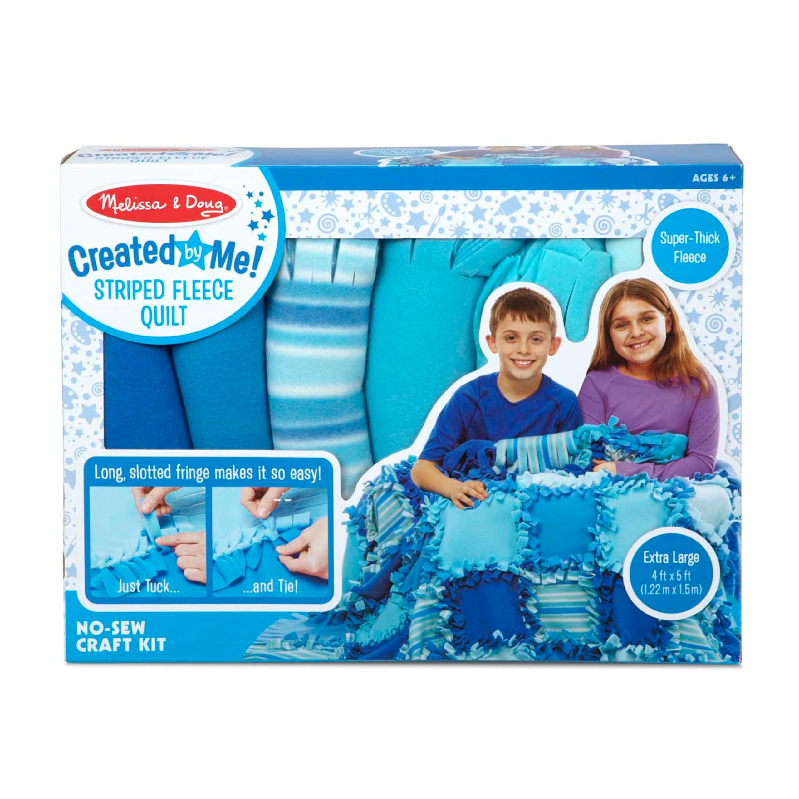Melissa & Doug Created by Me! Striped Fleece Quilt No-Sew Craft Kit (48 Squares, 4 feet x 5 feet)