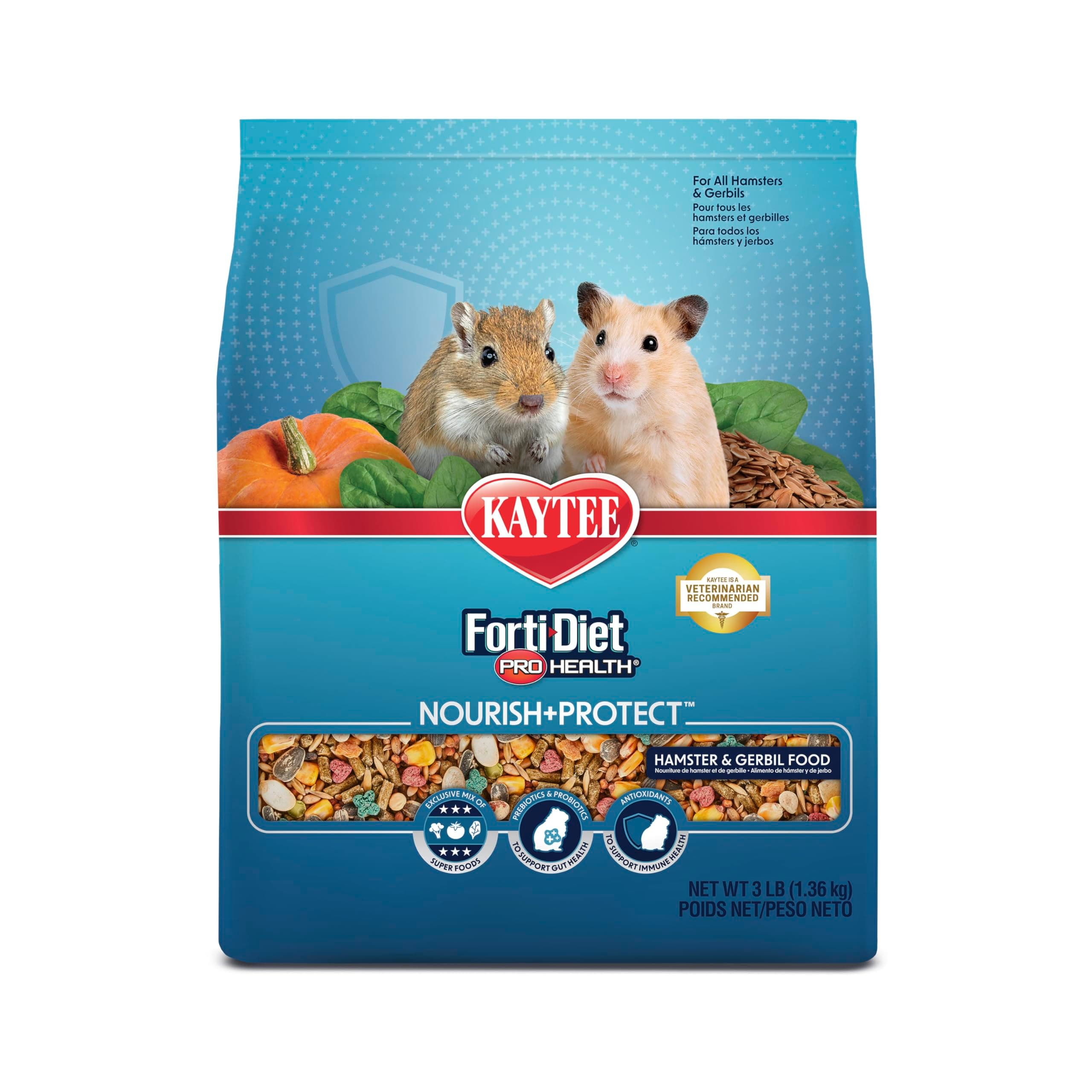 Forti-Diet Pro Health Nourish+Protect Hamster and Gerbil Food, Comprehensive Nutrition Backed by Science, Digestive Health, Immune Support, 3 Pounds