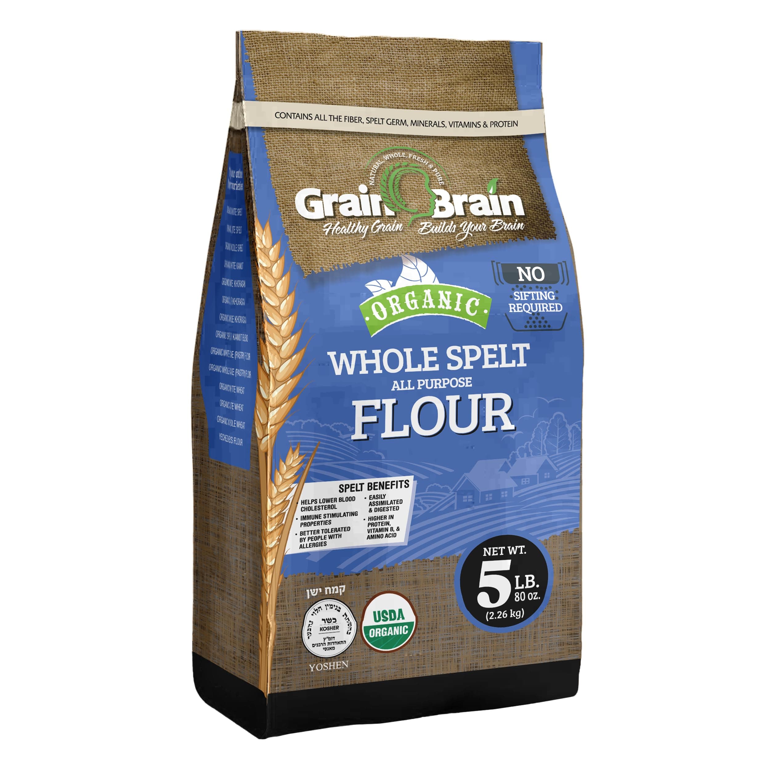 Grain Brain Organic Whole Spelt Flour (5 lb)