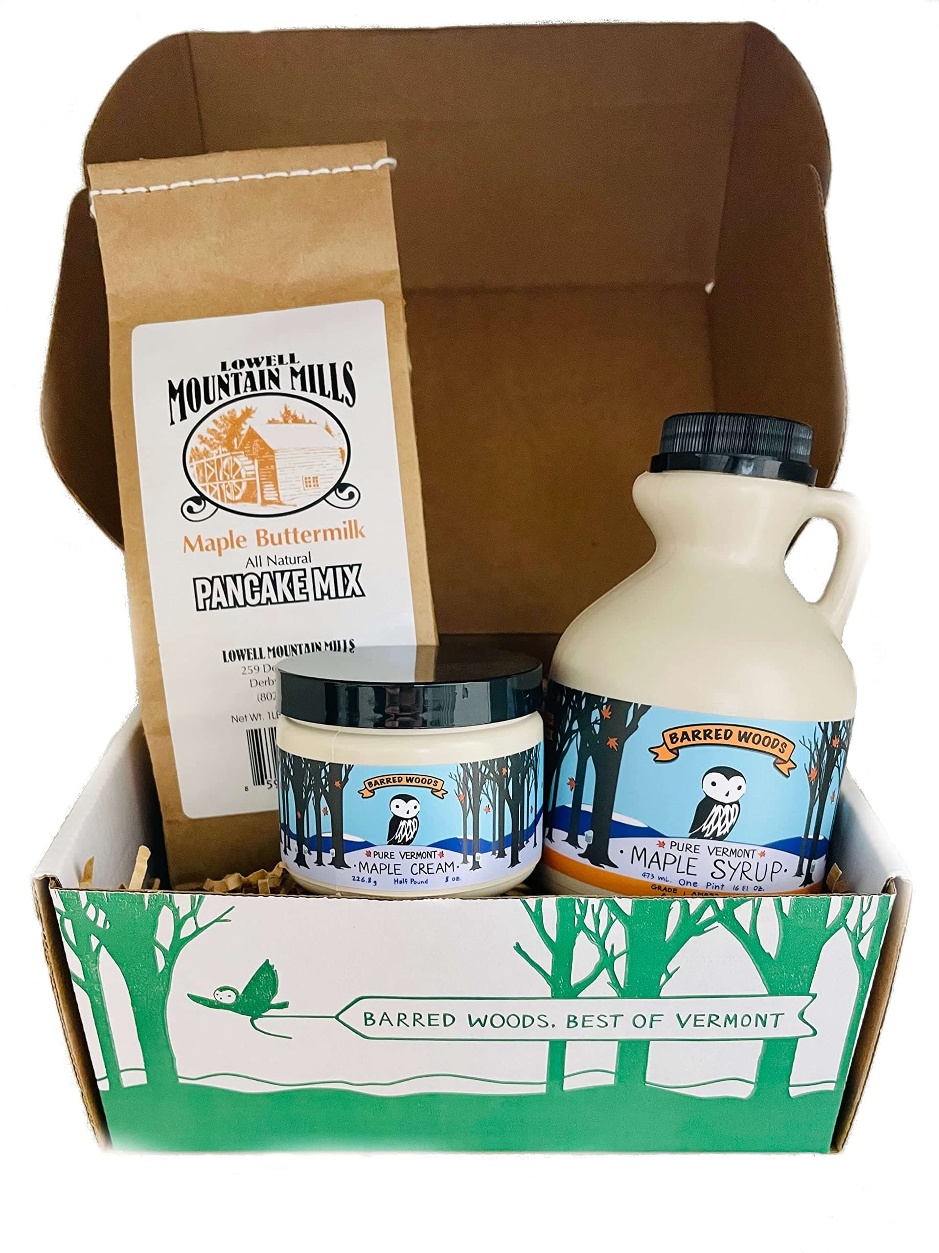 Vermont Gift Box with Maple Syrup, Pancake Mix, and Handcrafted Maple Cream
