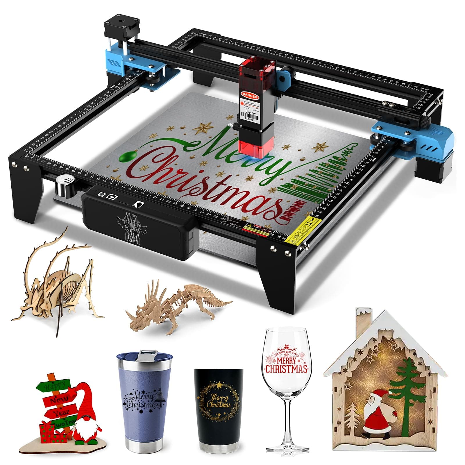 TTS-10 PRO 10000mW Laser Engraver Machine Usongshine 12Pcs DIY Unfinished Wooden Tool Engraving Machine for Usongshine Nema 17 Stepper Motor 42BYGH 500mm Honeycomb Laser Bed (10W)