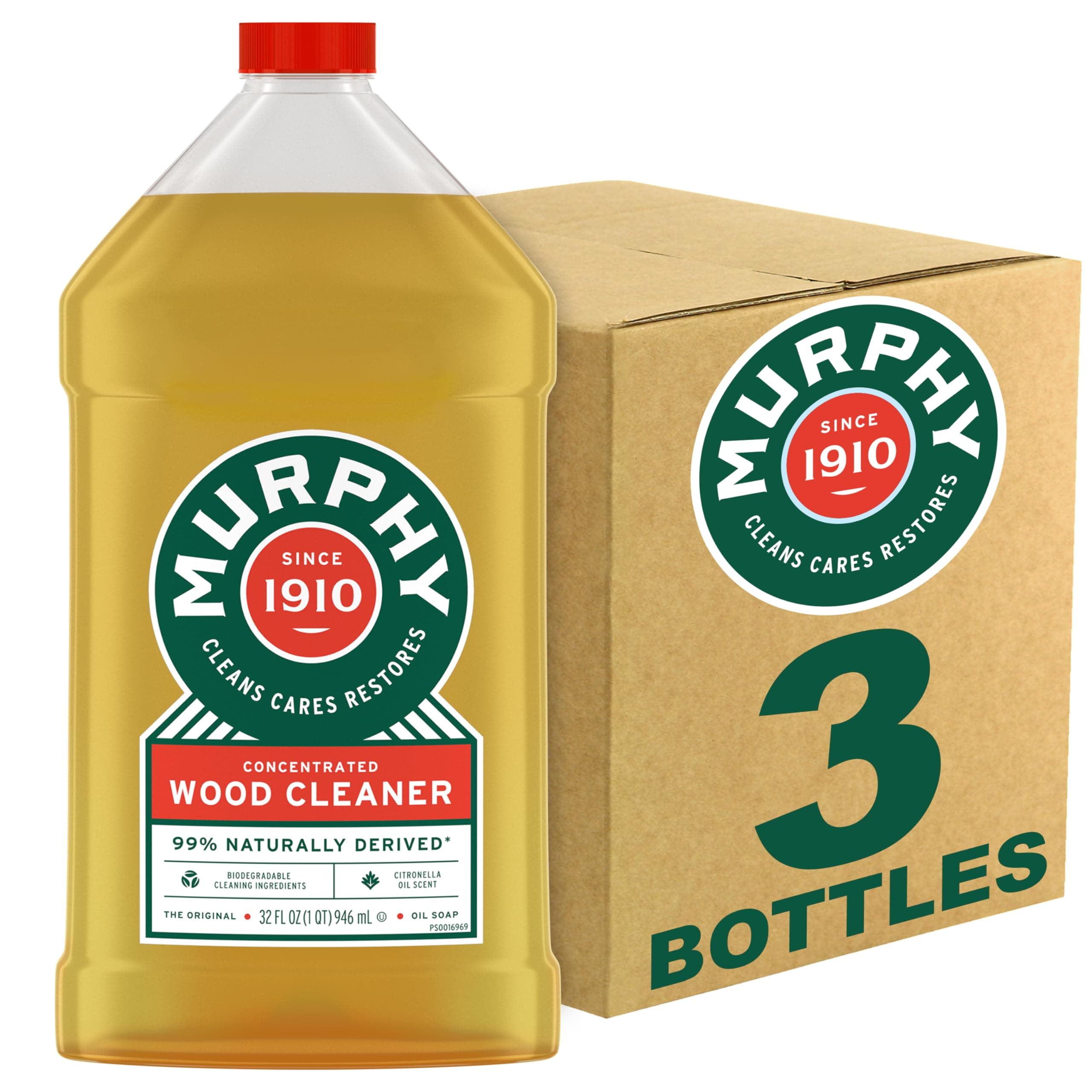 Murphy's Oil Soap Wood Cleaner, Concentrated Original, 946 ml / 32 Fl. Oz - 3 Packs