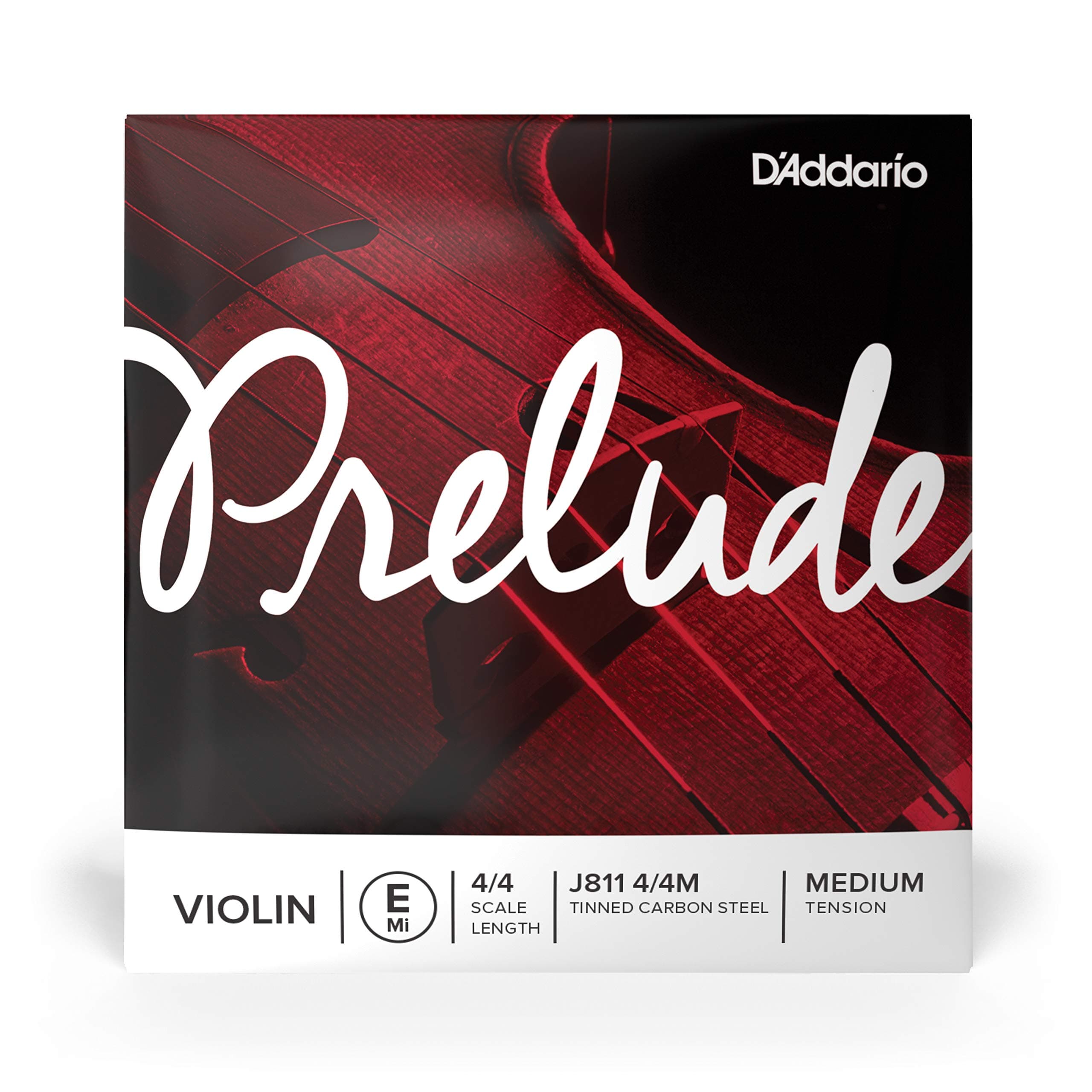 D'Addario Prelude Violin Strings, J811 4/4M, Medium Tension, 4/4 Scale, Single E String