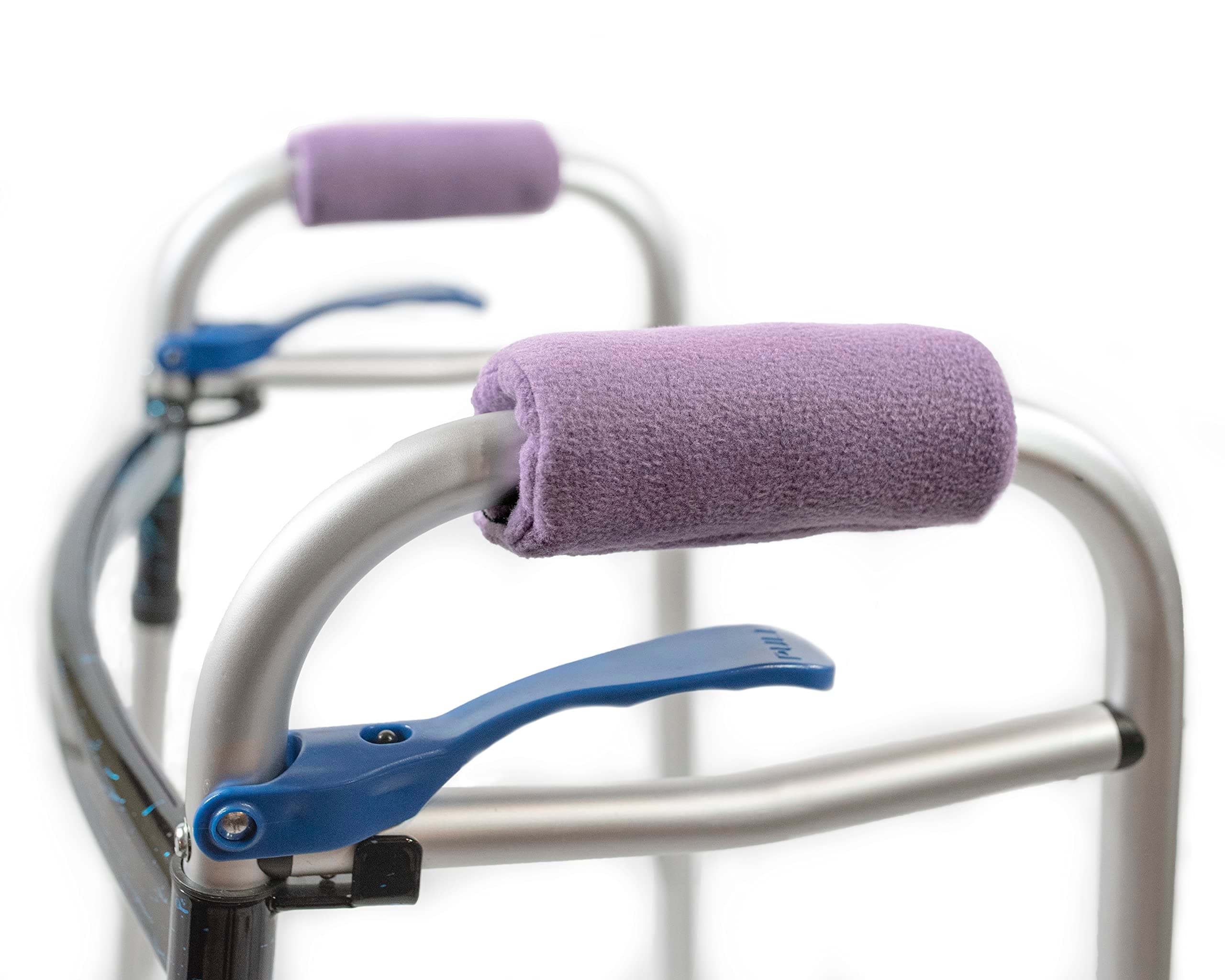 Universal Walker Hand Grip Covers - Luxurious Soft Fleece with Sculpted Memory Foam Cores (Playful Purple)