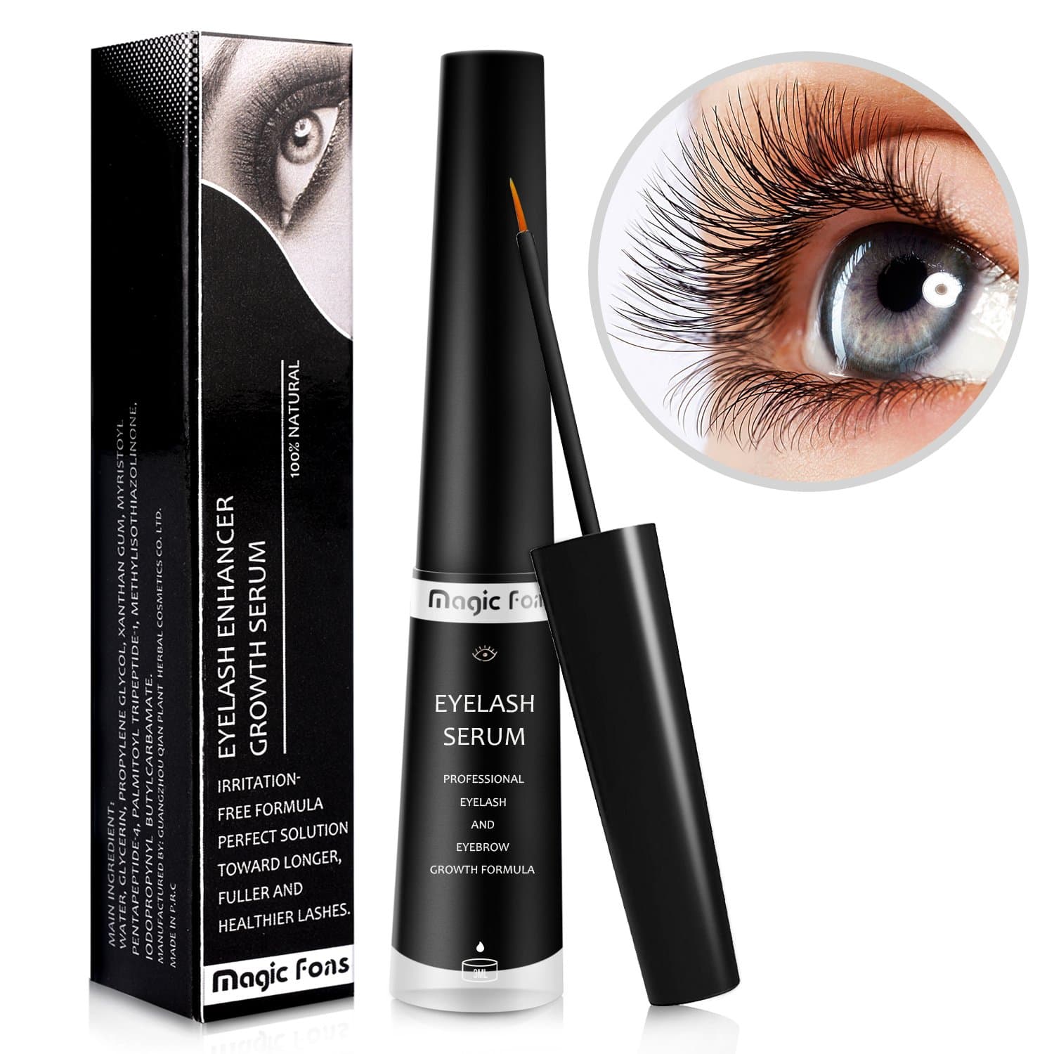 Eyelash Growth Enhancer & Brow Serum for Long, Luscious Lashes and Eyebrows,3mL (7ml, black)