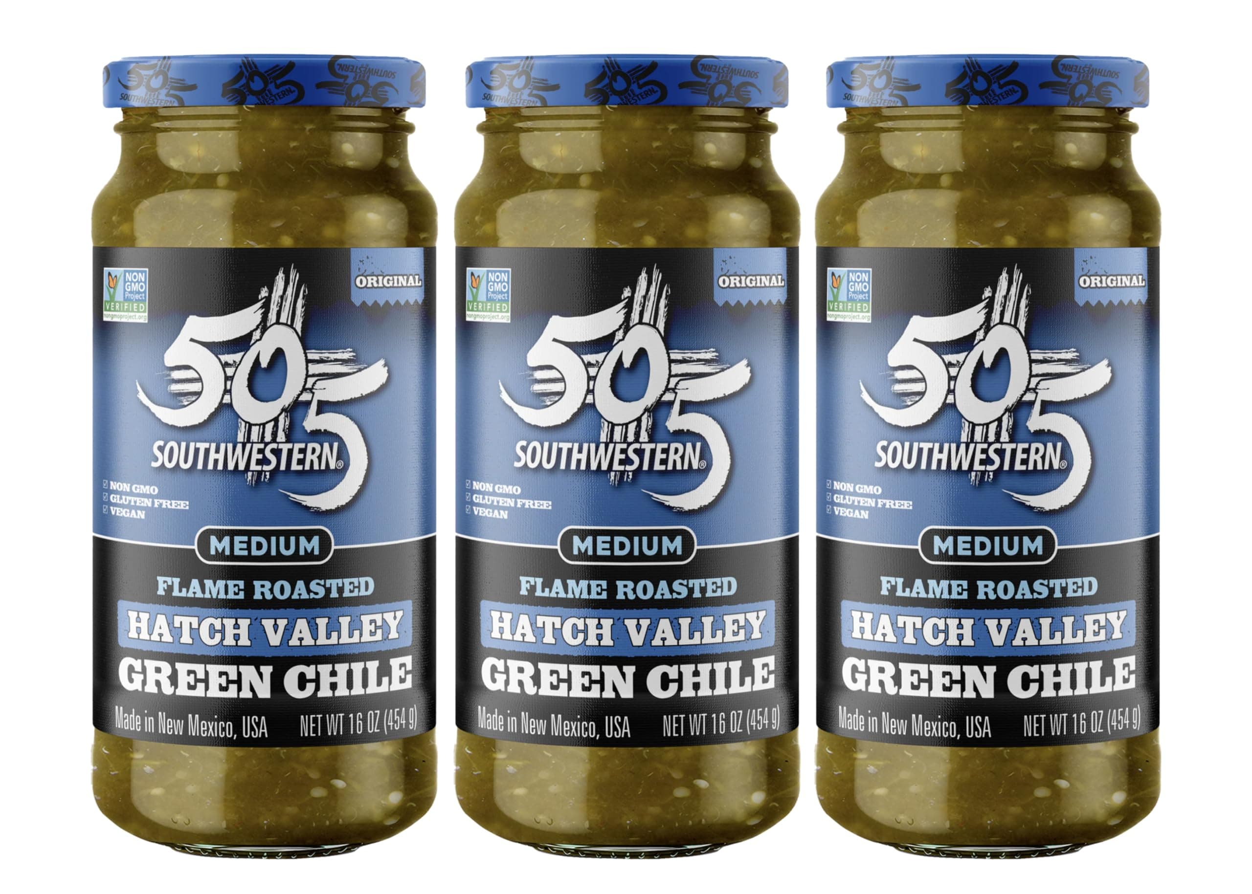 505 Southwestern 16oz Jar (Select Flavor Below) (Diced Flame Roasted Green Chile - Medium) (3-Pack) by N/A
