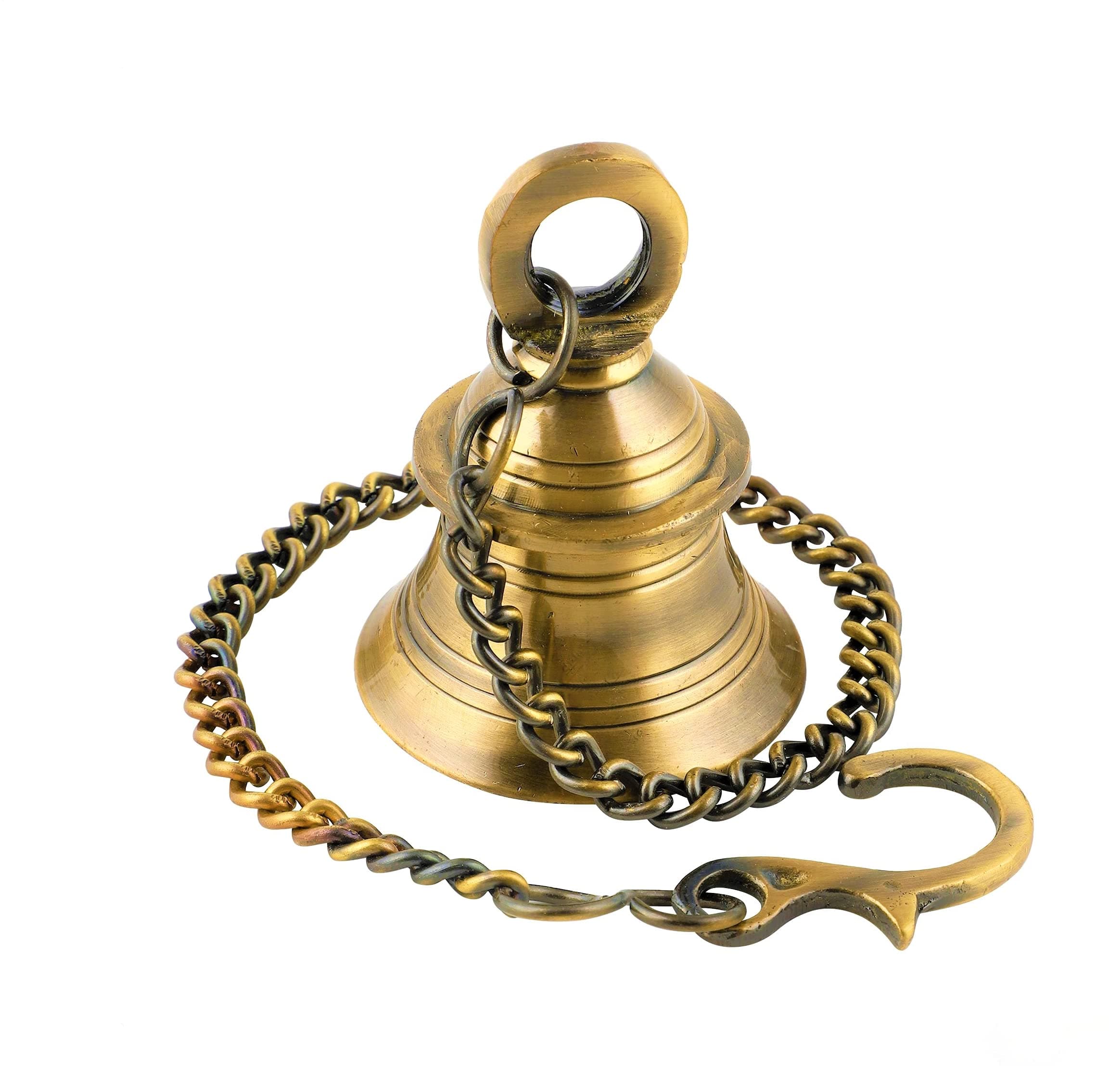 UAPAN Brass Decorative Wall Hanging Bell with Chain & Hook (Pack of 1 Nos)