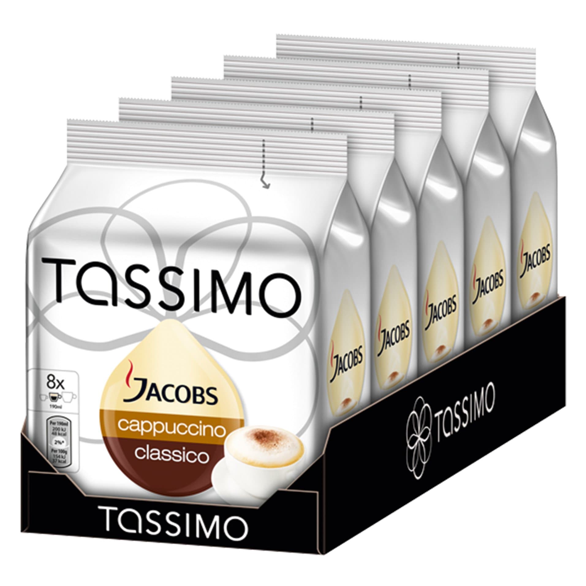 Jacobs Cappuccino, Pack of 5, 5 x 16 T-Discs (40 Servings)