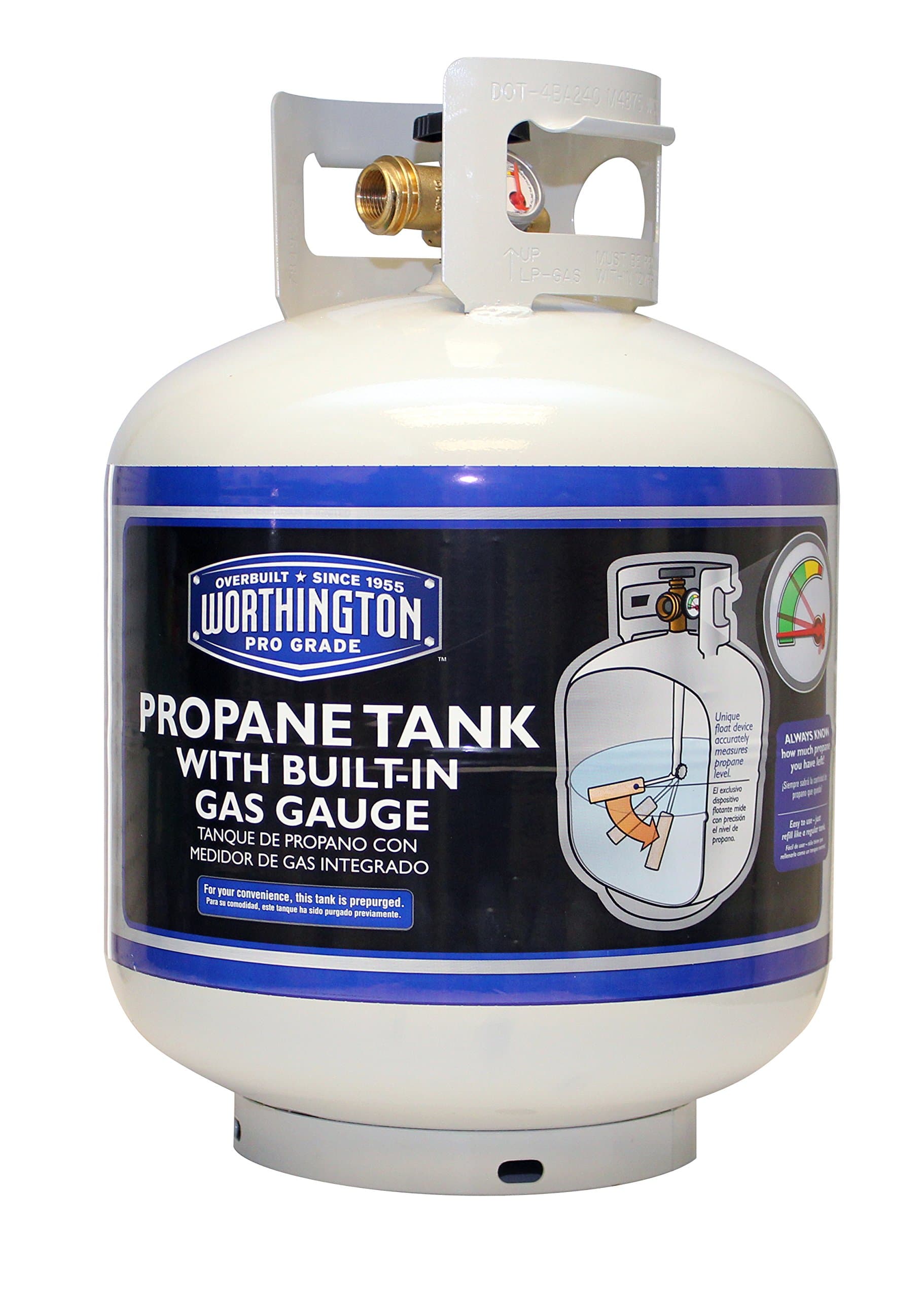 Worthington 336483 20-Pound Steel Propane Tank with Built-In Gas Gauge