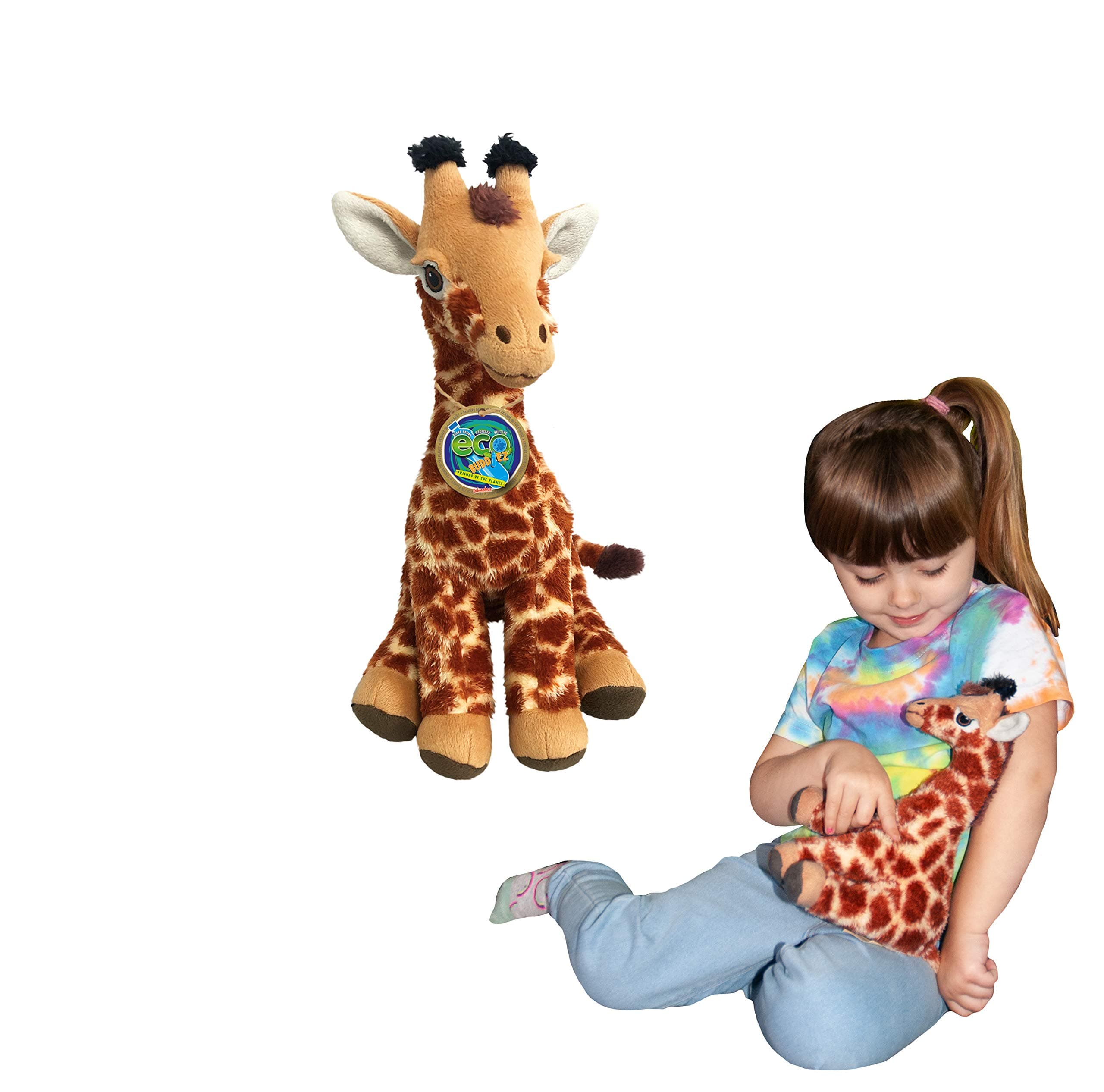 Giraffe from Deluxebase. 9 Inch Giraffe Plush Toy. Eco Friendly Child Safe Giraffe Stuffed Animal Toys Made from Recycled Plastic Bottles.