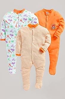 EIO® 100% Cotton Rompers Sleepsuits Jumpsuit Night Suits for Infants Newborn Baby Boys & Girls