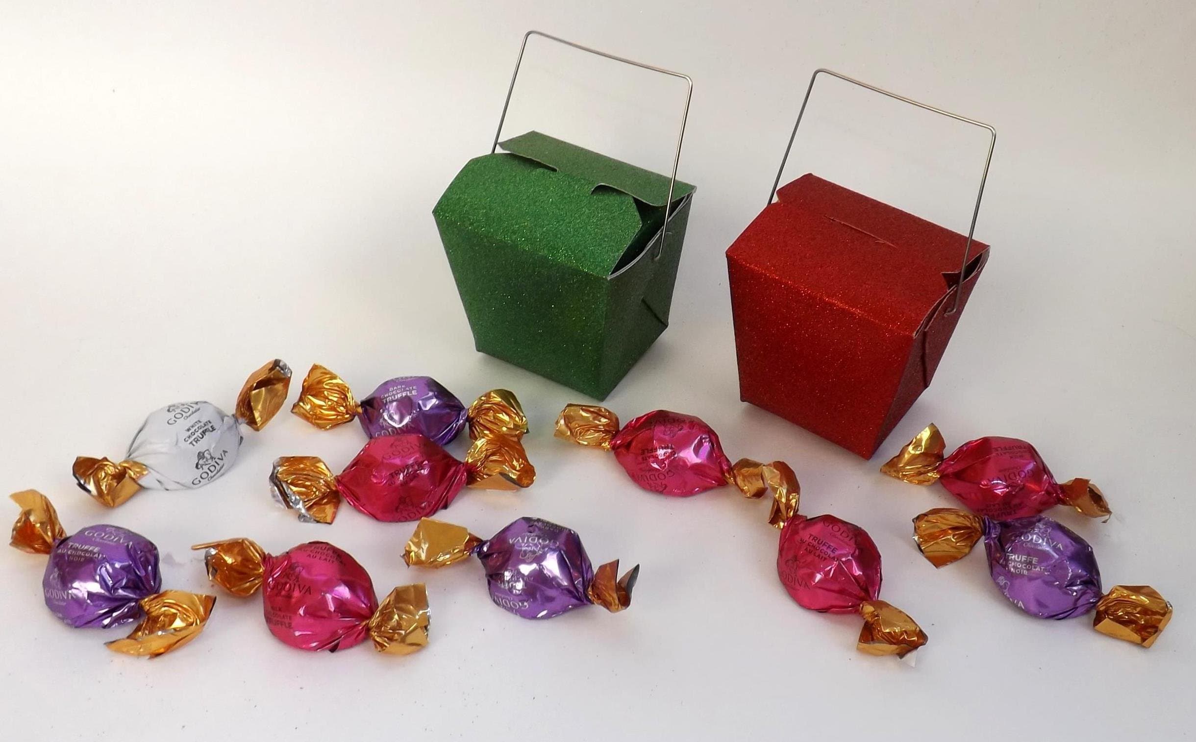 Set of 2 Green & Red Christmas Box Filled with a Total of 10 Assorted Godiva Truffles for Teens & Adults